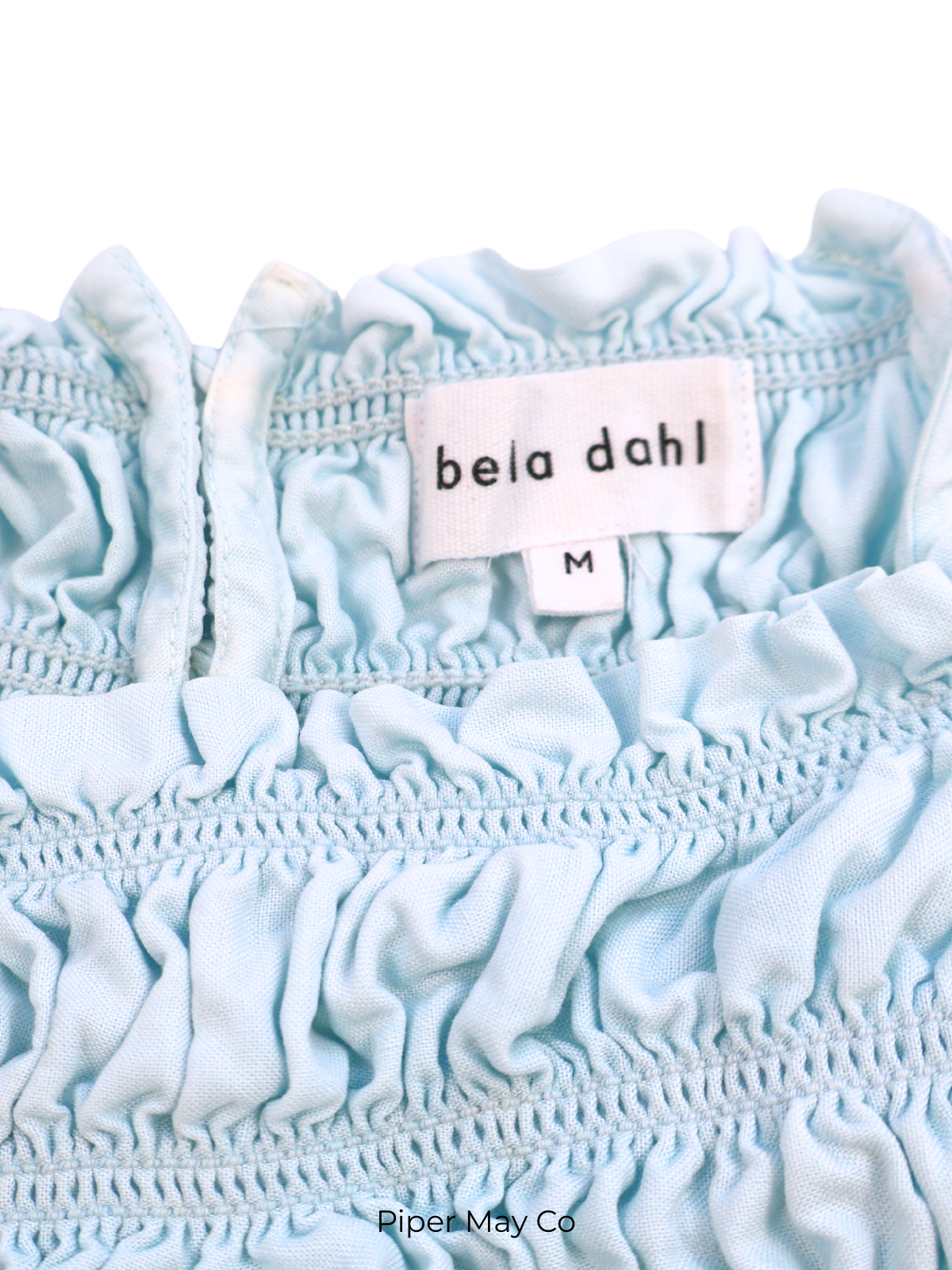 Bella Dahl Smocked Halter Tank – Soft Blue Luxe Essential | Size Medium