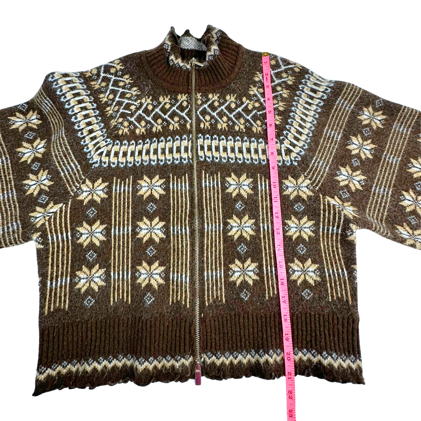 House of Harlow Brown Nordic Zip Sweater – Size Large