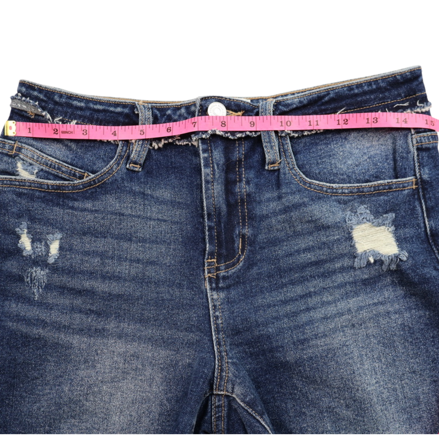 KanCan Distressed Denim Shorts – Size 7/27 – High Rise Raw Hem Cutoffs