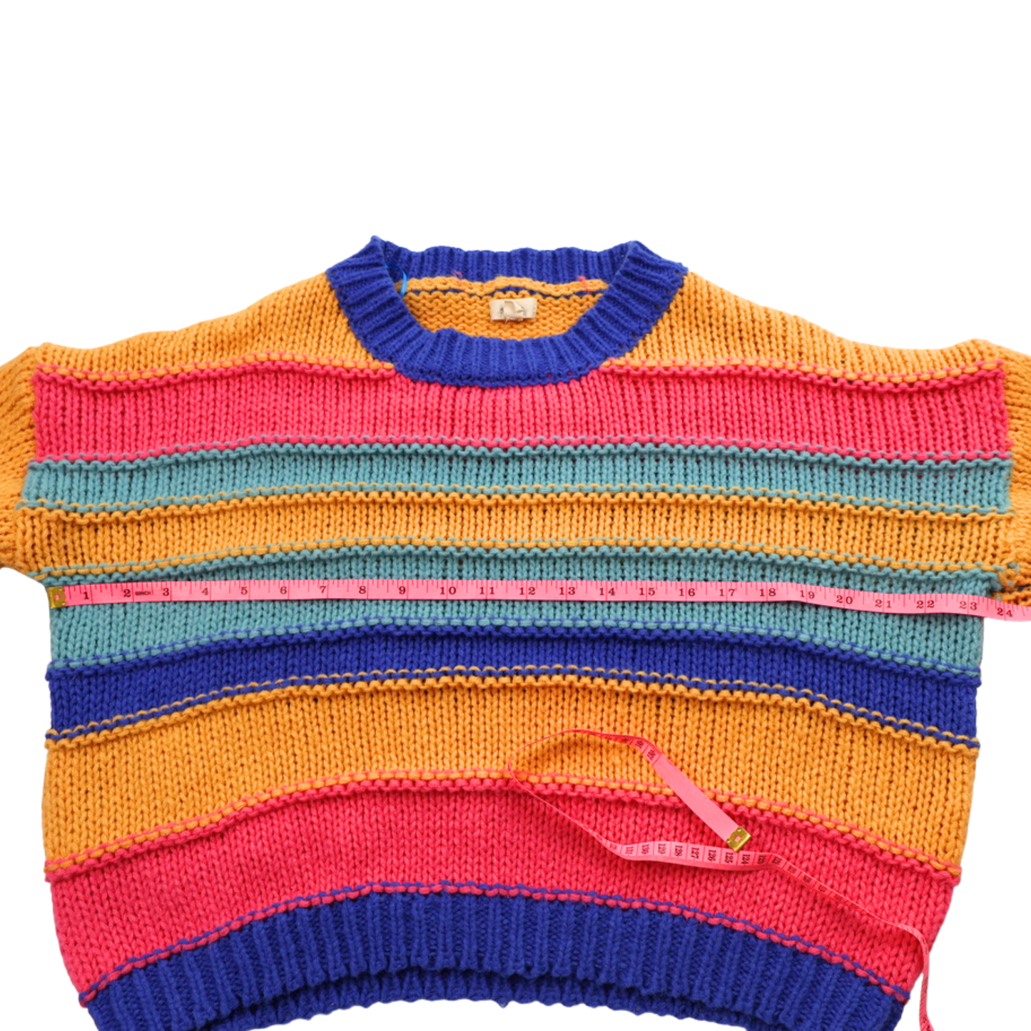 Debut Colorblock Chunky Knit Sweater – Size Small | Cropped Striped Statement Sweater