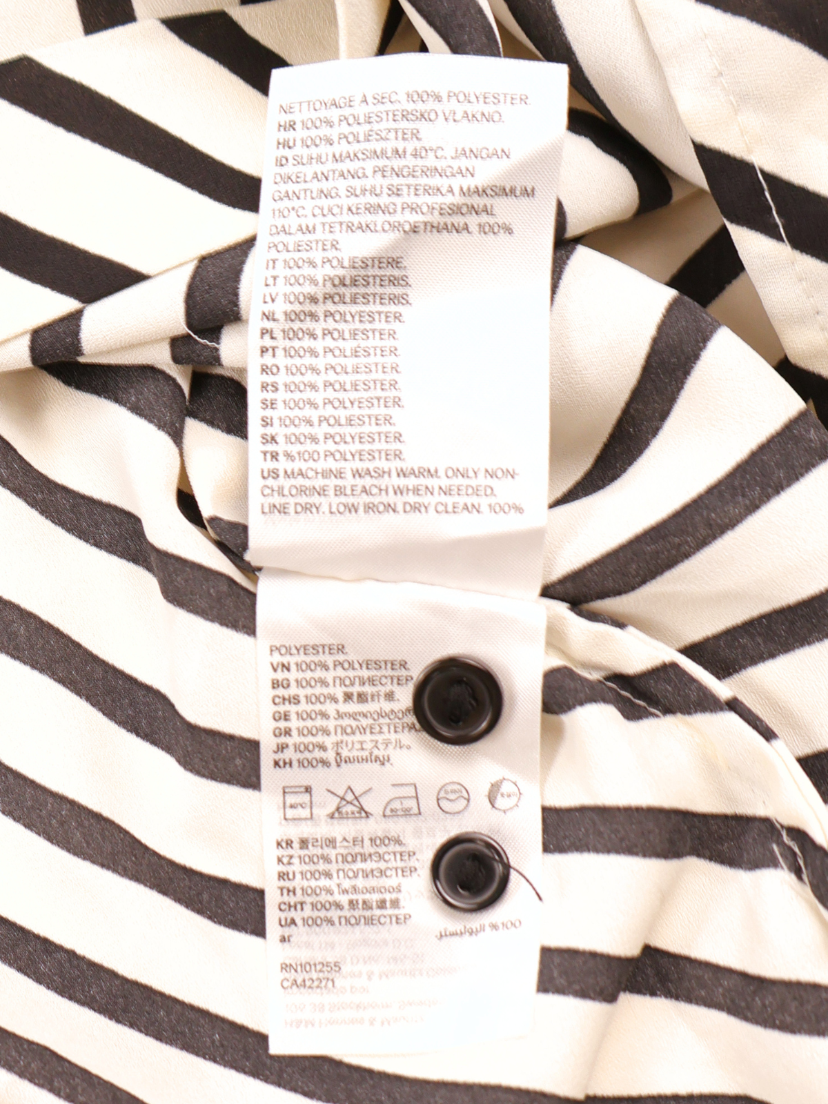 Zara Black Cream Stripe Maxi Shirt Dress Size Small Long Sleeve Button Front