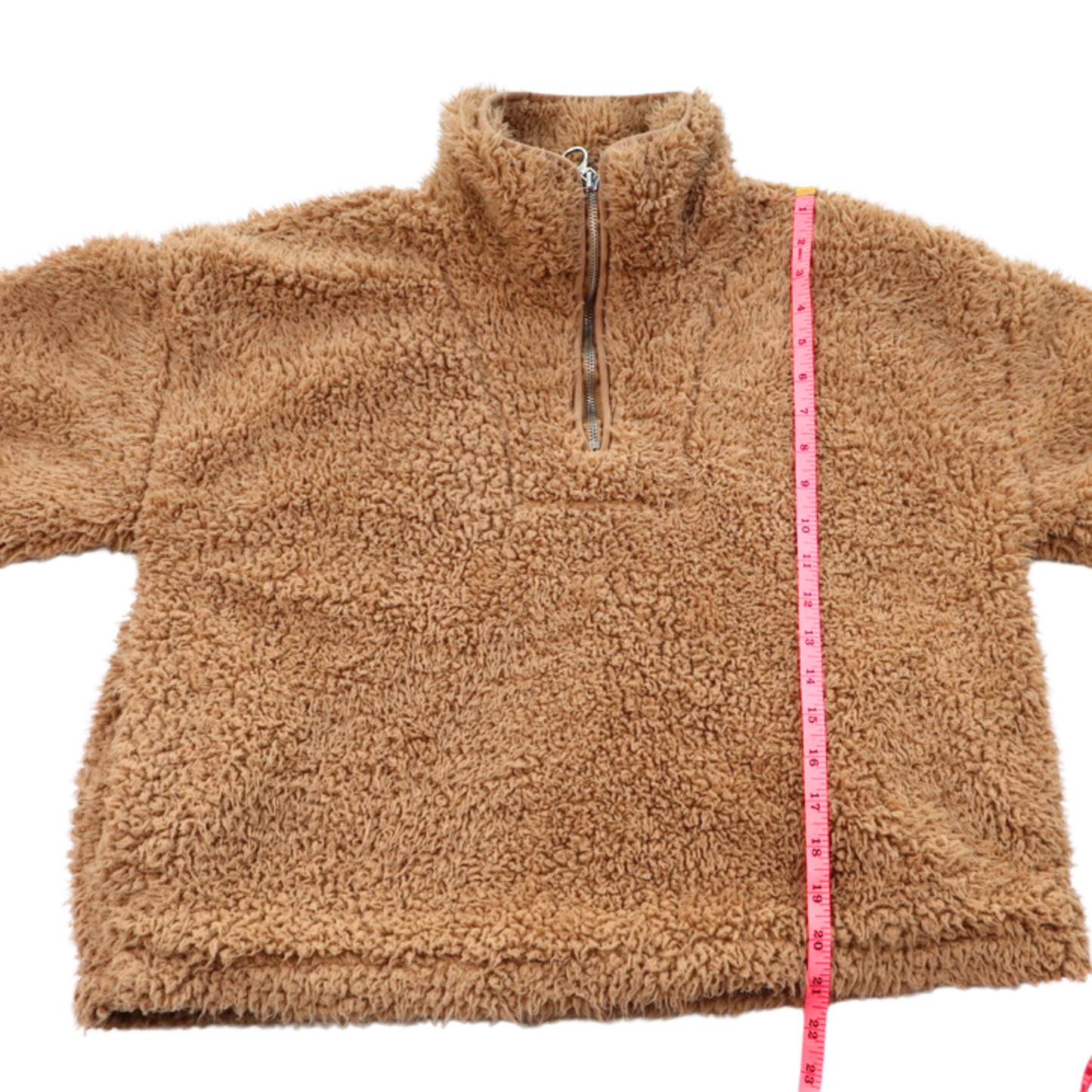 Thread & Supply Sherpa Pullover – Camel Fleece Quarter Zip | Size Small | Cozy Elevated Essential