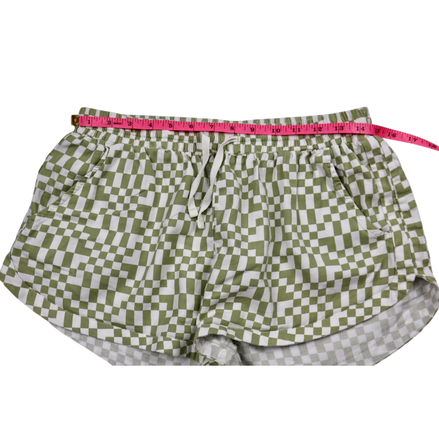 Billabong Checkerboard Drawstring Shorts – Green & White – Women's Size Large