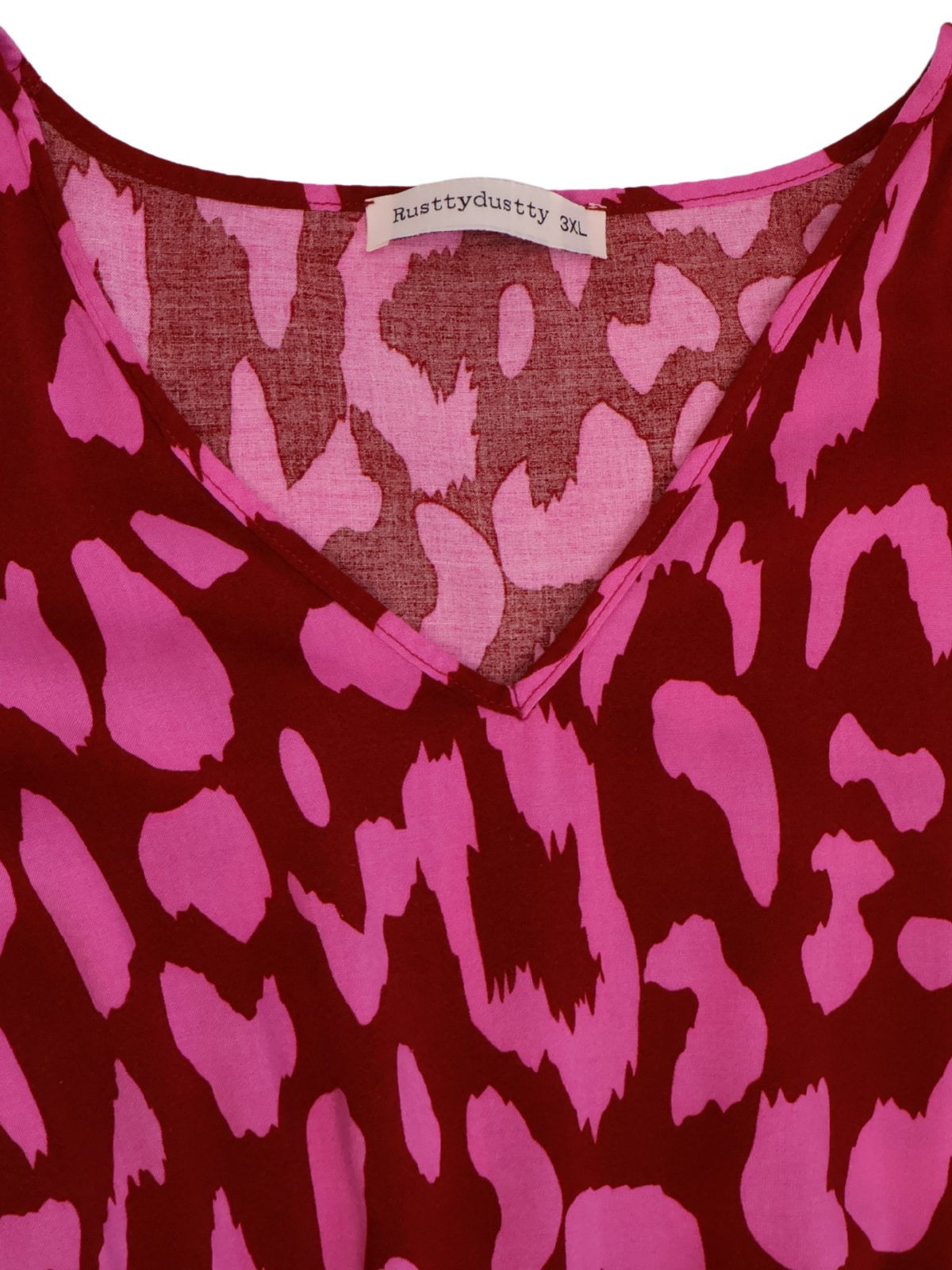 Rusttydustty  Statement Dress – Bold Red Print | Size 3XL