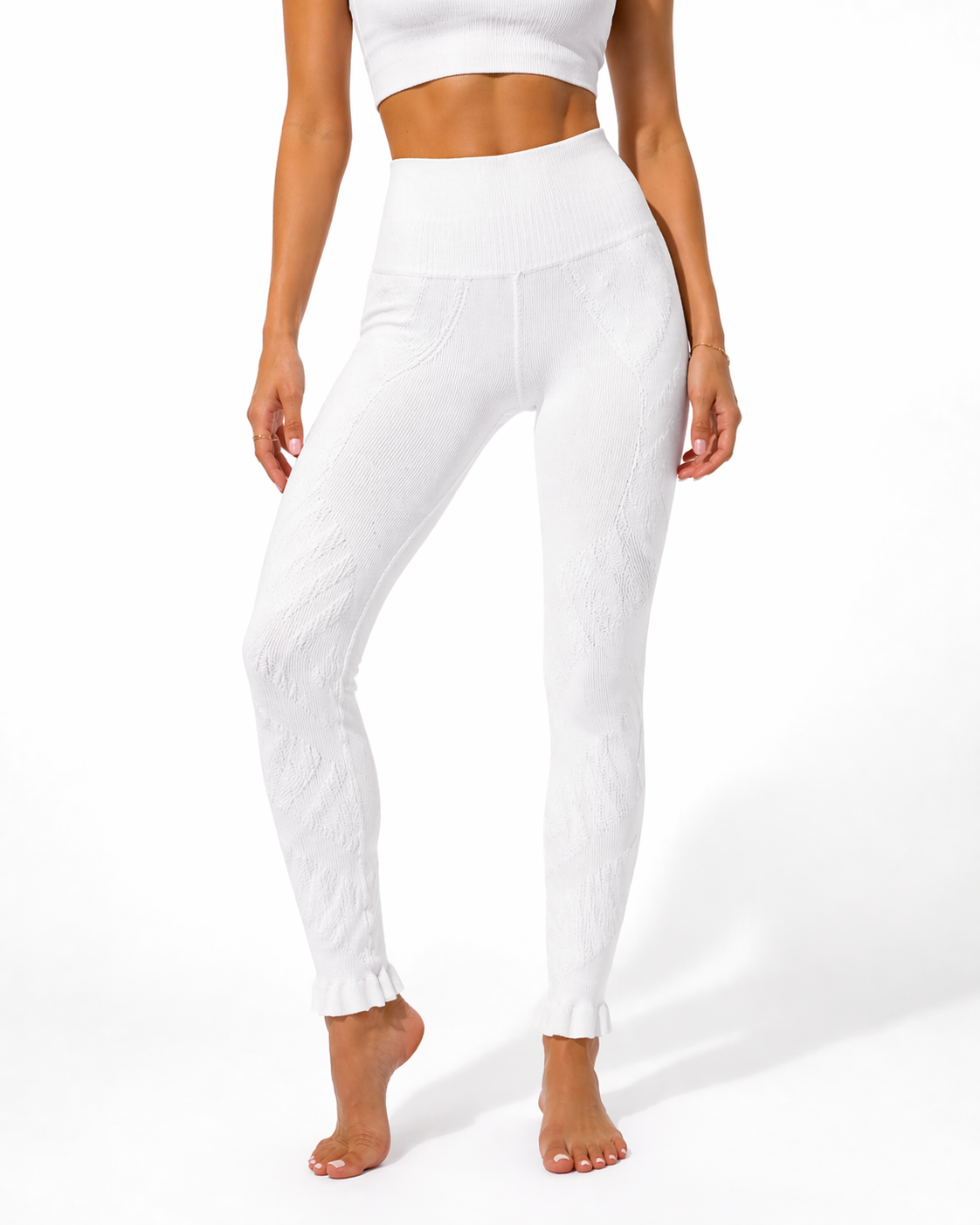 Free People Movement Textured Leggings – White Clean-Girl Activewear | Size Small