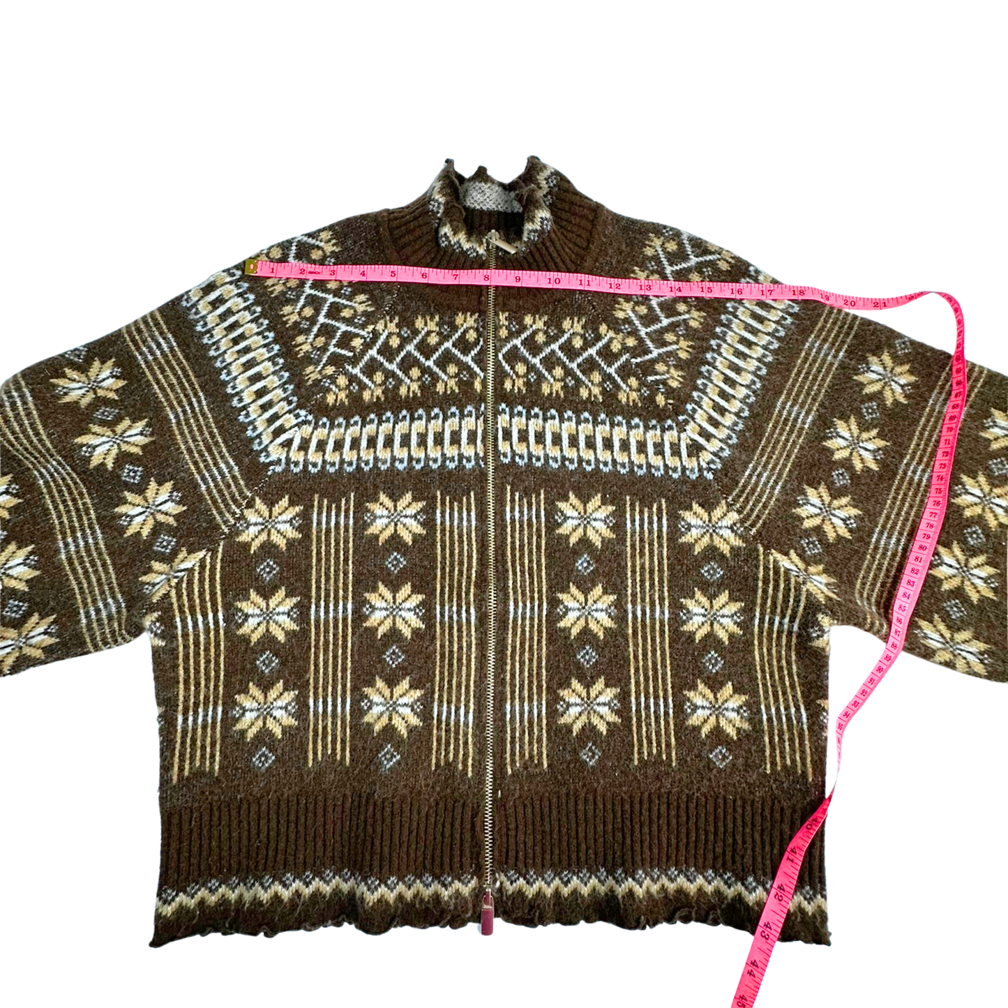 House of Harlow Brown Nordic Zip Sweater – Size Large