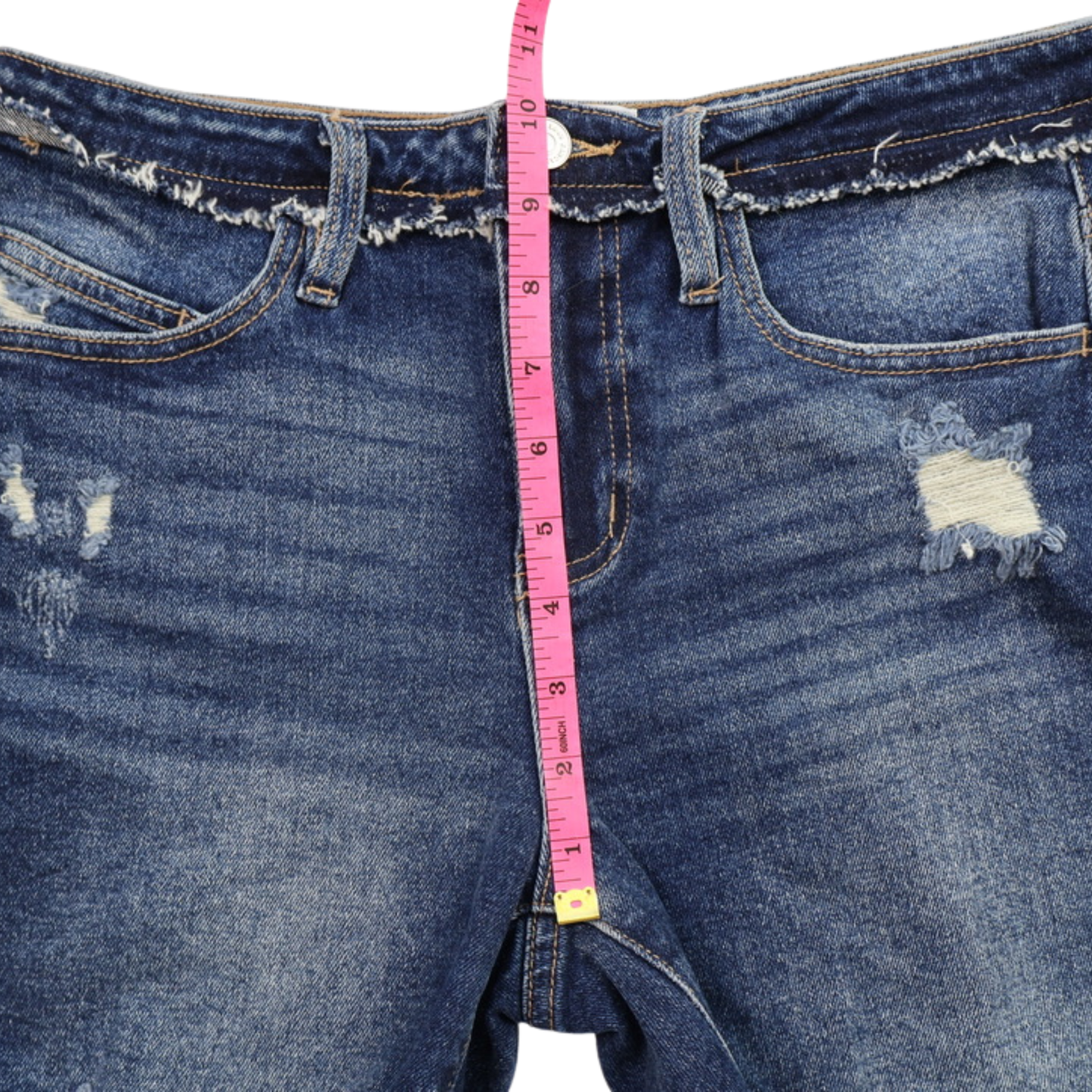 KanCan Distressed Denim Shorts – Size 7/27 – High Rise Raw Hem Cutoffs