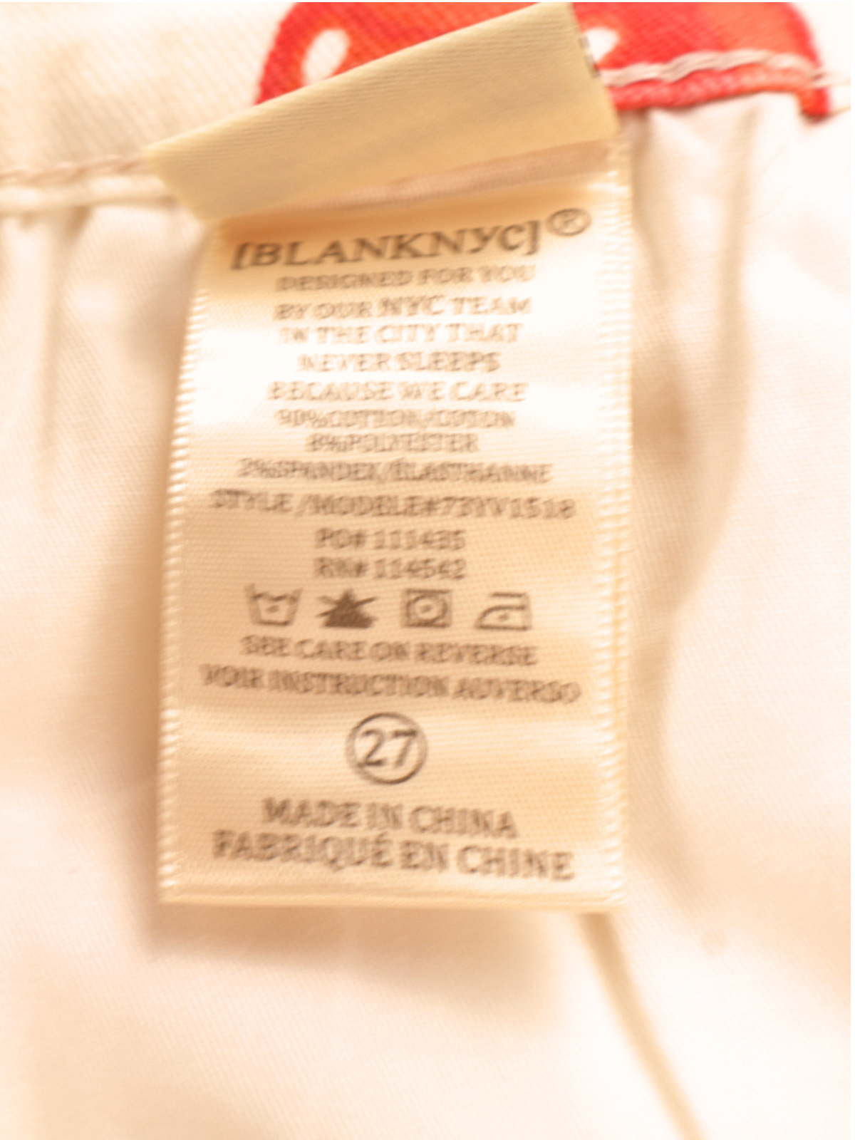 BLANKNYC Cherry Print Skinny Jeans – Cream | Ankle Zip | Size 27