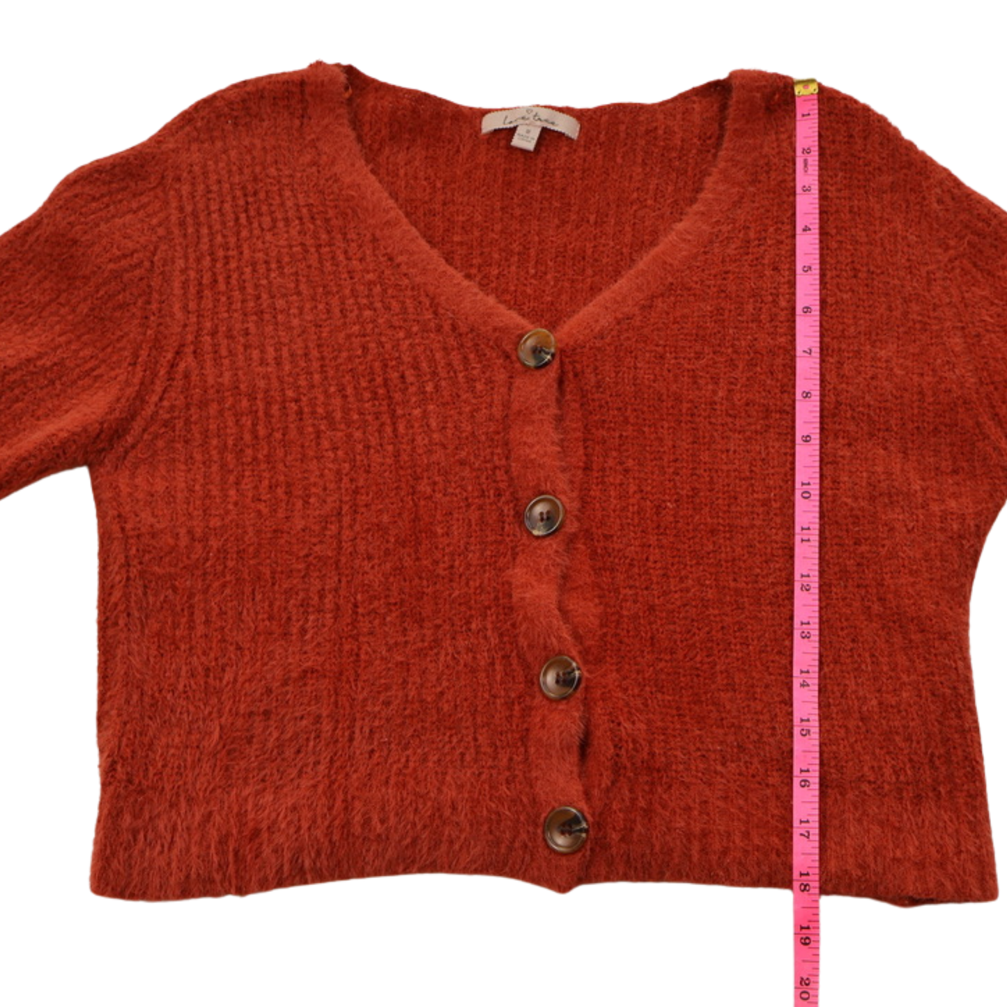 Love Tree Cropped Cardigan | Burnt Orange Statement Knit | Size Medium