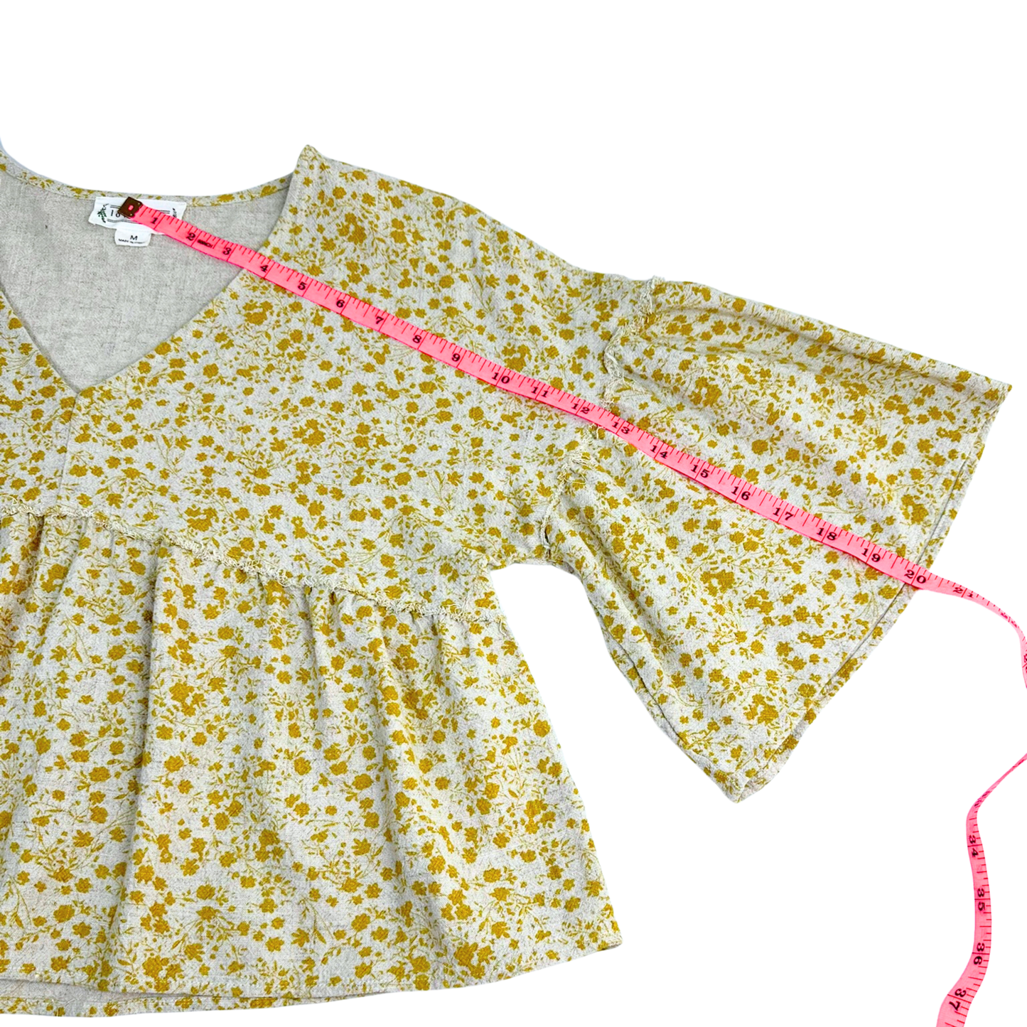 Loveriche Yellow Floral Peplum Blouse – Size Medium