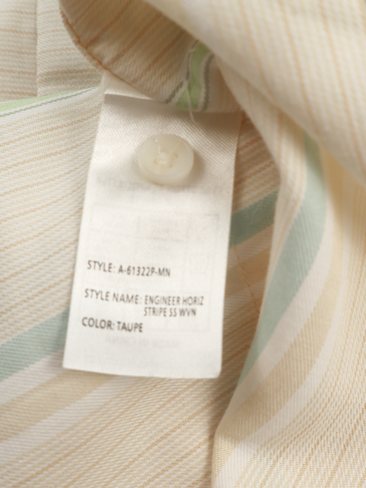 DAY & AGE Men’s XL Coastal Stripe Button Front Shirt Taupe Green Blue Casual