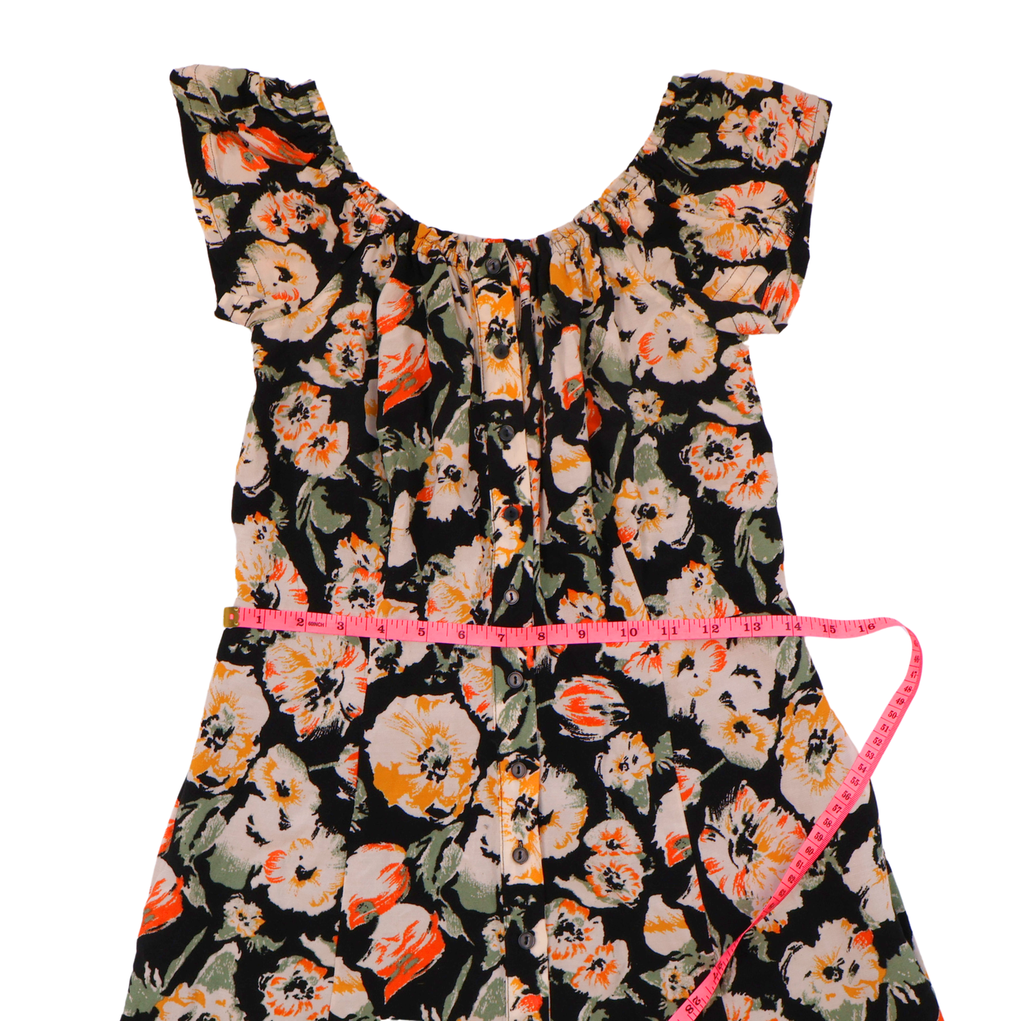 Free People Floral Button Front Dress – Black Multi | Size 4