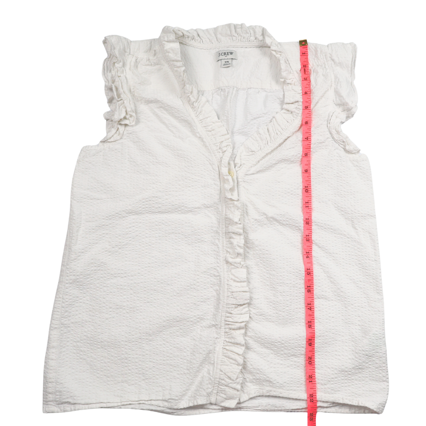 J.Crew White Ruffle Blouse – Size XS – Feminine Sleeveless Textured Top