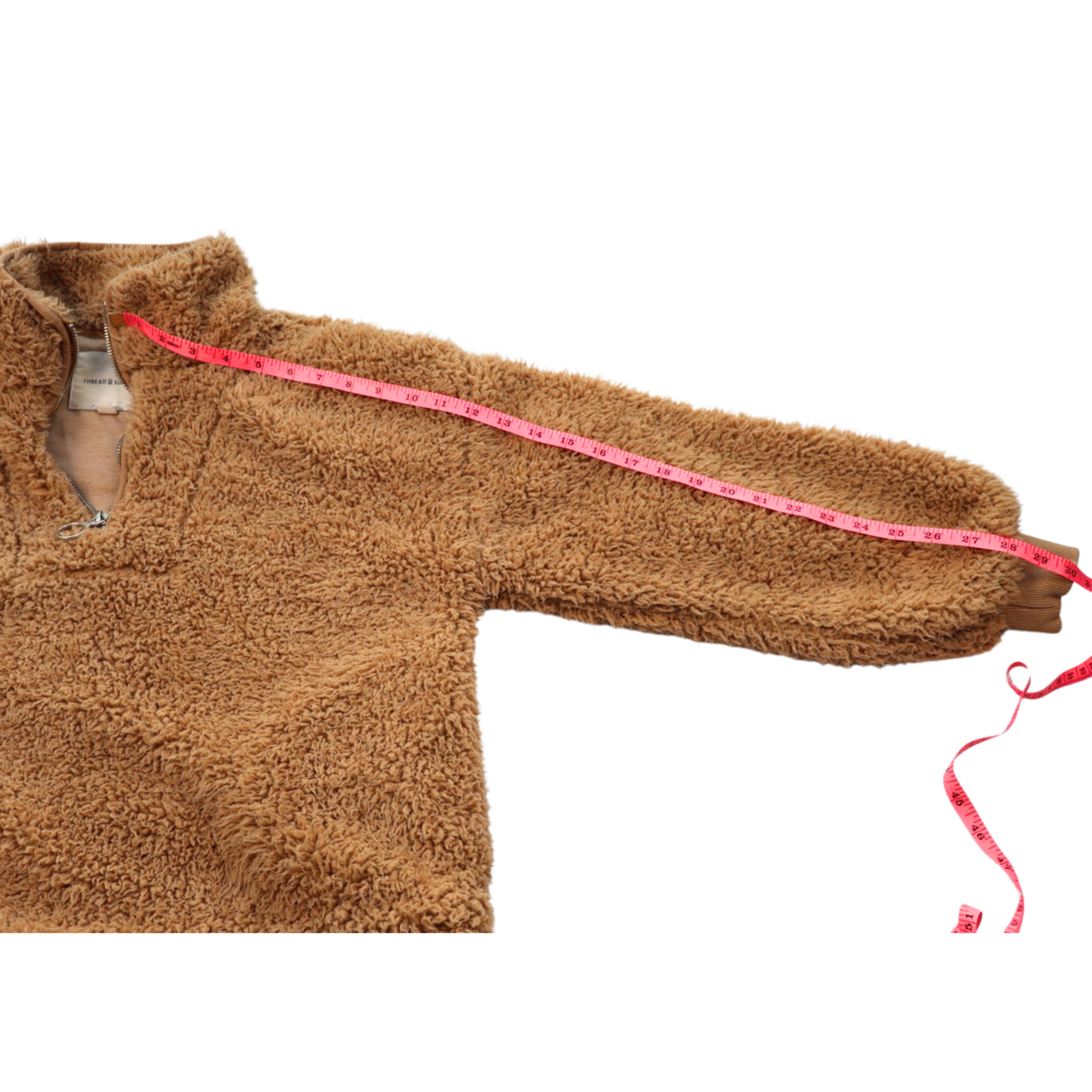 Thread & Supply Sherpa Pullover – Camel Fleece Quarter Zip | Size Small | Cozy Elevated Essential