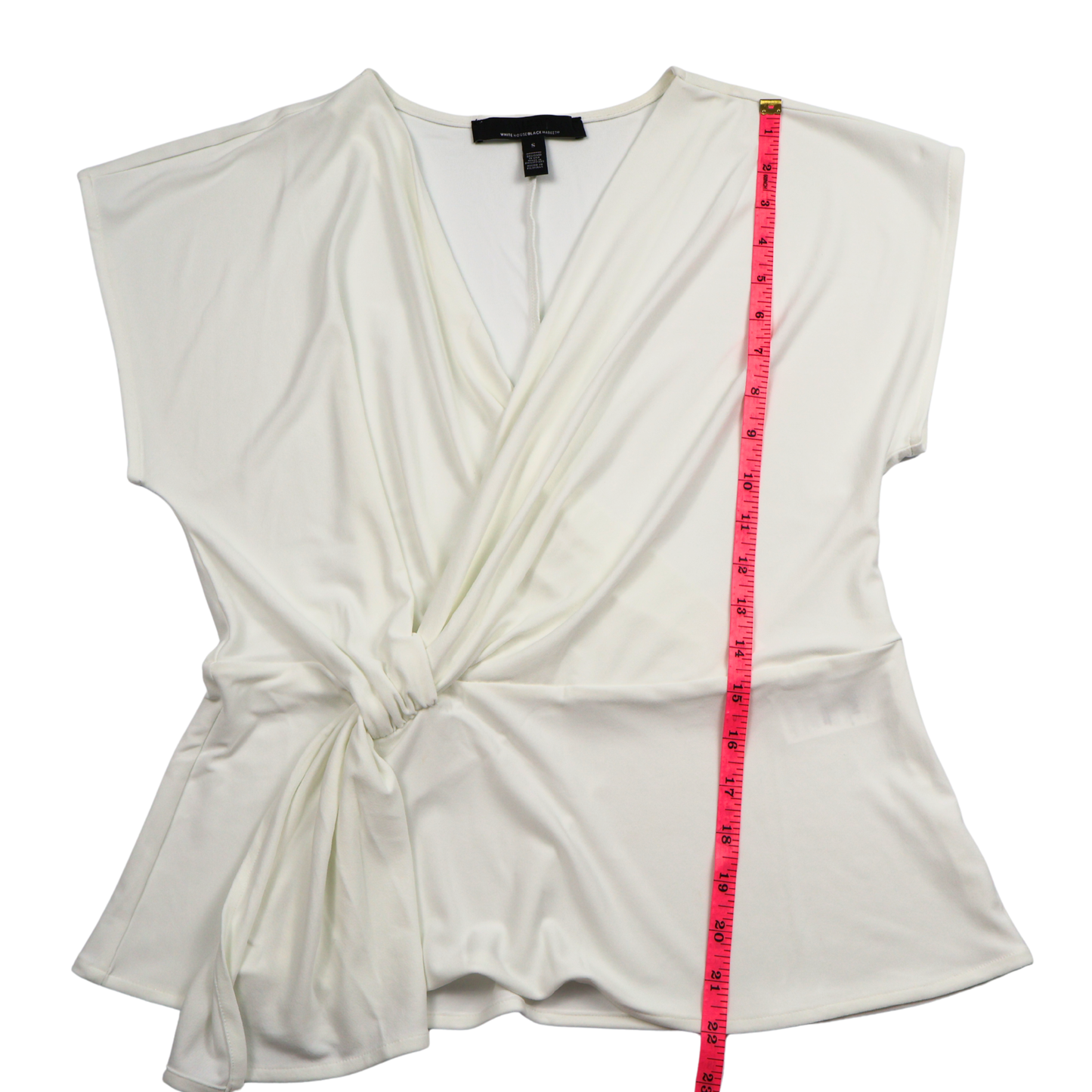 White House Black Market Cream Draped Blouse – Size Small – Elegant Twist Front Top