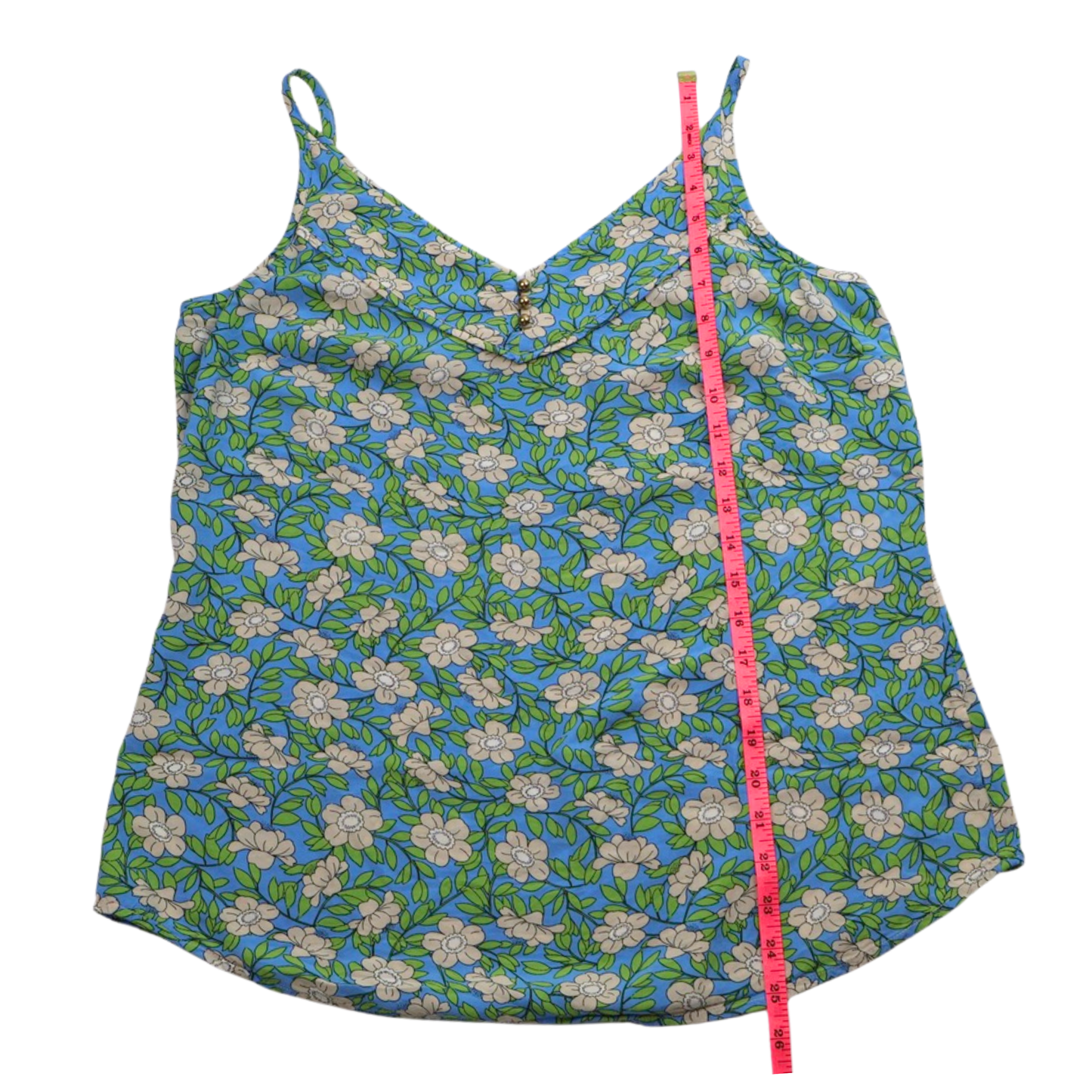 Cabi Floral Camisole Blouse Blue Green Print Size Medium