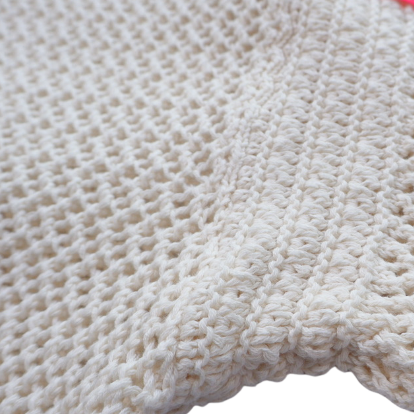 Aerie Cream Open Knit Sweater | Breathable Cotton Pullover | Relaxed Cropped Fit | Size M