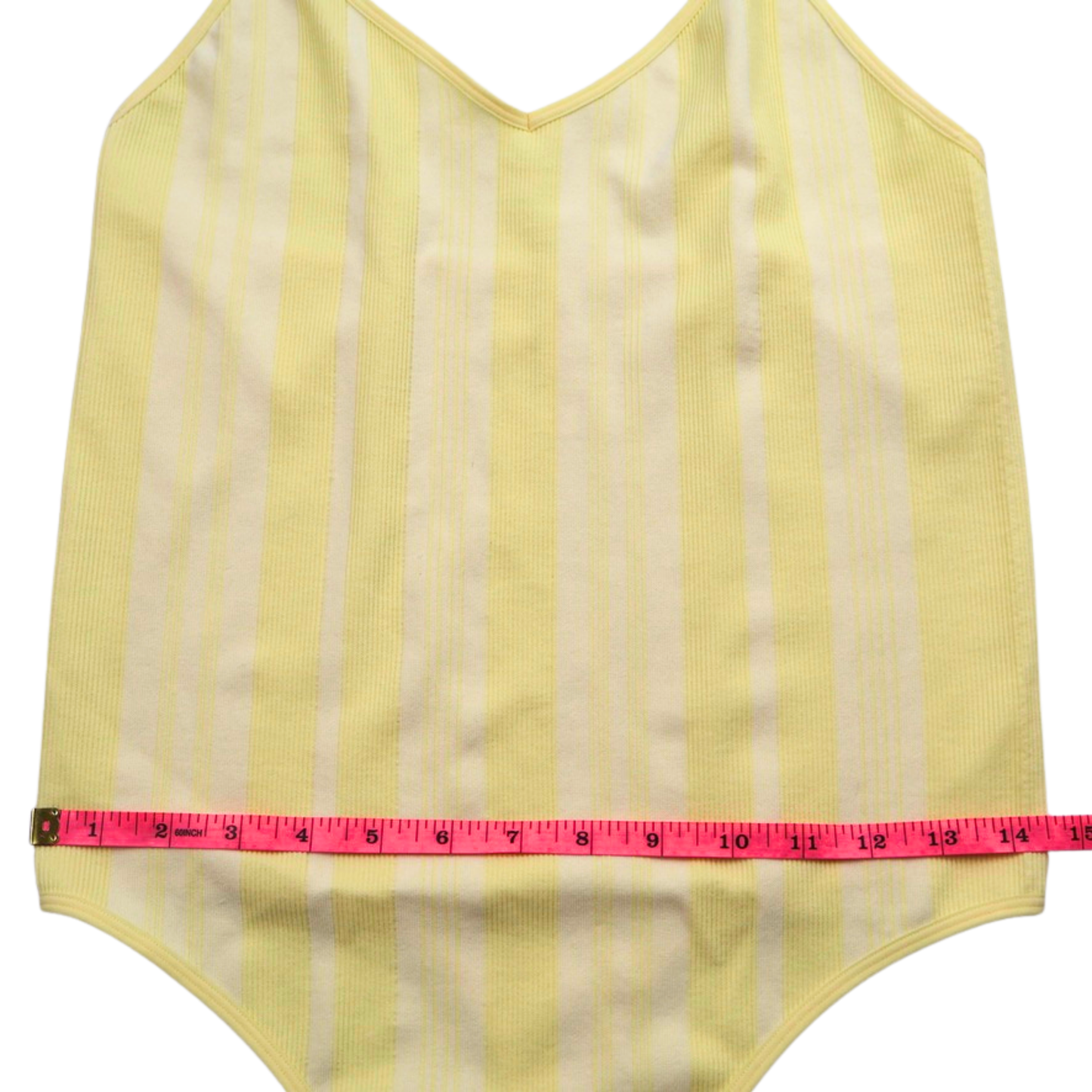 Colsie Yellow Ribbed Striped Bodysuit Size XL