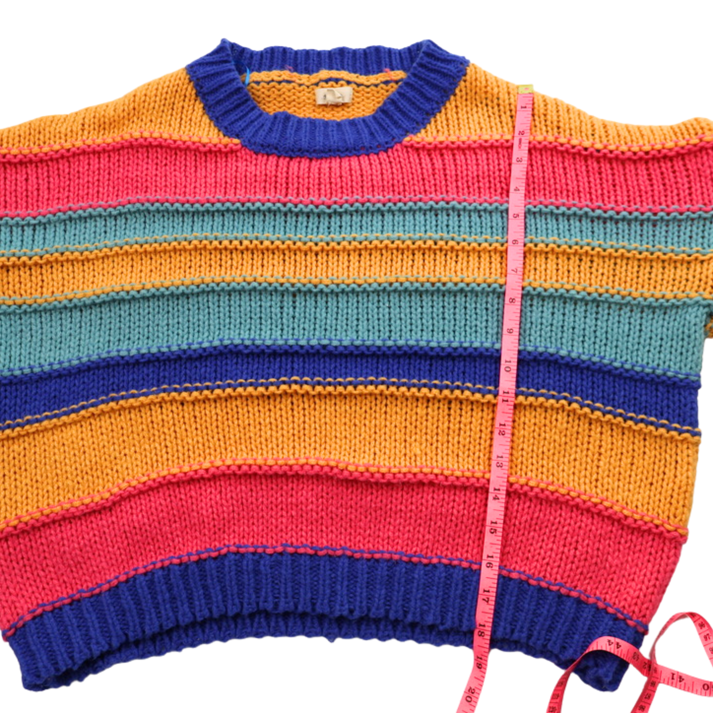 Debut Colorblock Chunky Knit Sweater – Size Small | Cropped Striped Statement Sweater