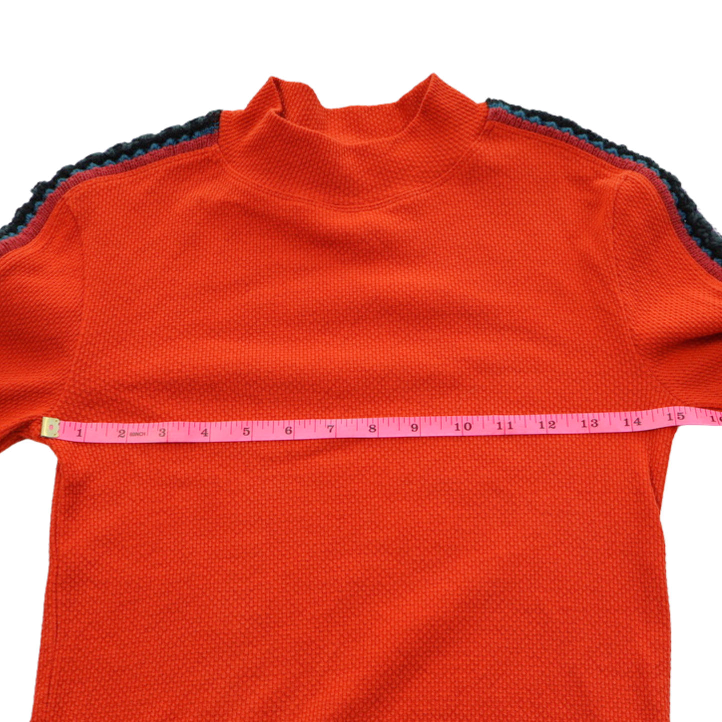 Free People Embroidered Sleeve Thermal Top – Red Statement Piece Size Small
