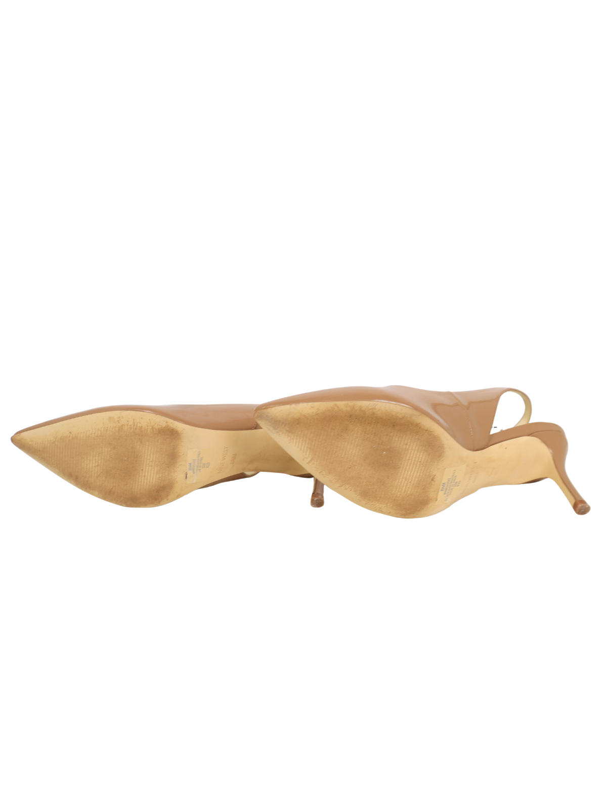 Nine West Nude Patent Slingback Pumps 8.5 Pointed Toe 3" Heel