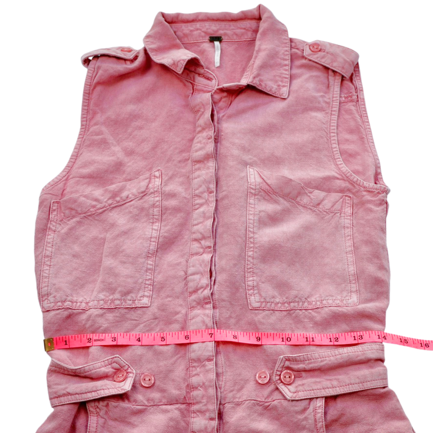 Young Fabulous & Broke Pink Utility Romper Size Small Sleeveless Button Front