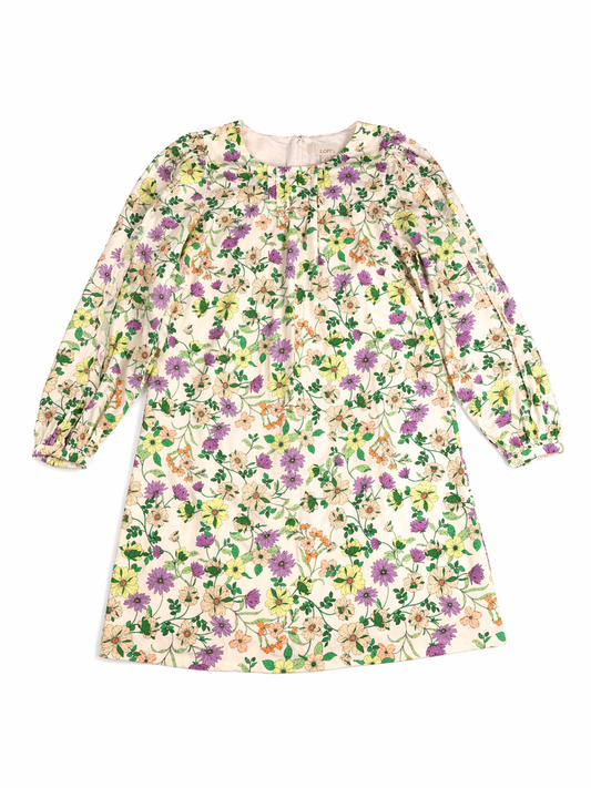 LOFT Floral Linen Blend Shift Dress | Long Sleeve | Spring Print | Size 8