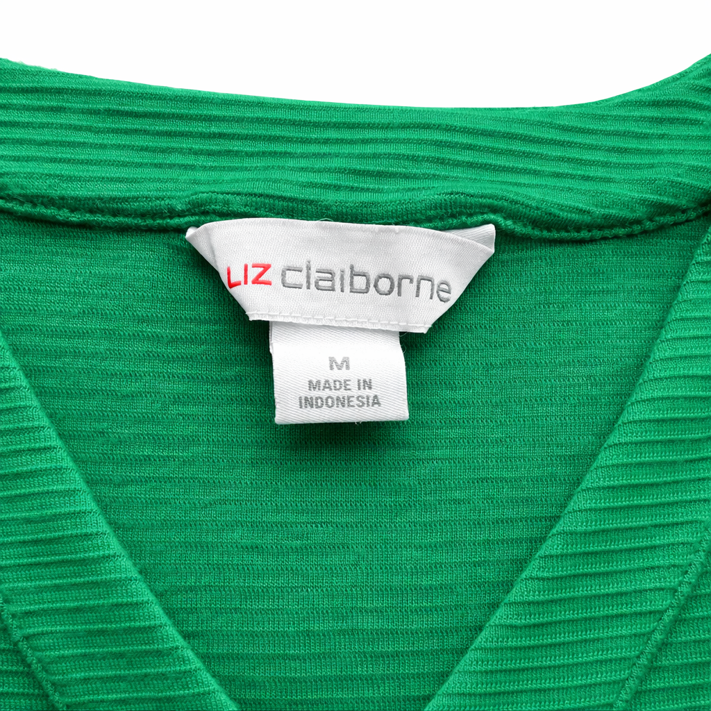 Liz Claiborne Green Button-Front Midi Dress – Size Medium