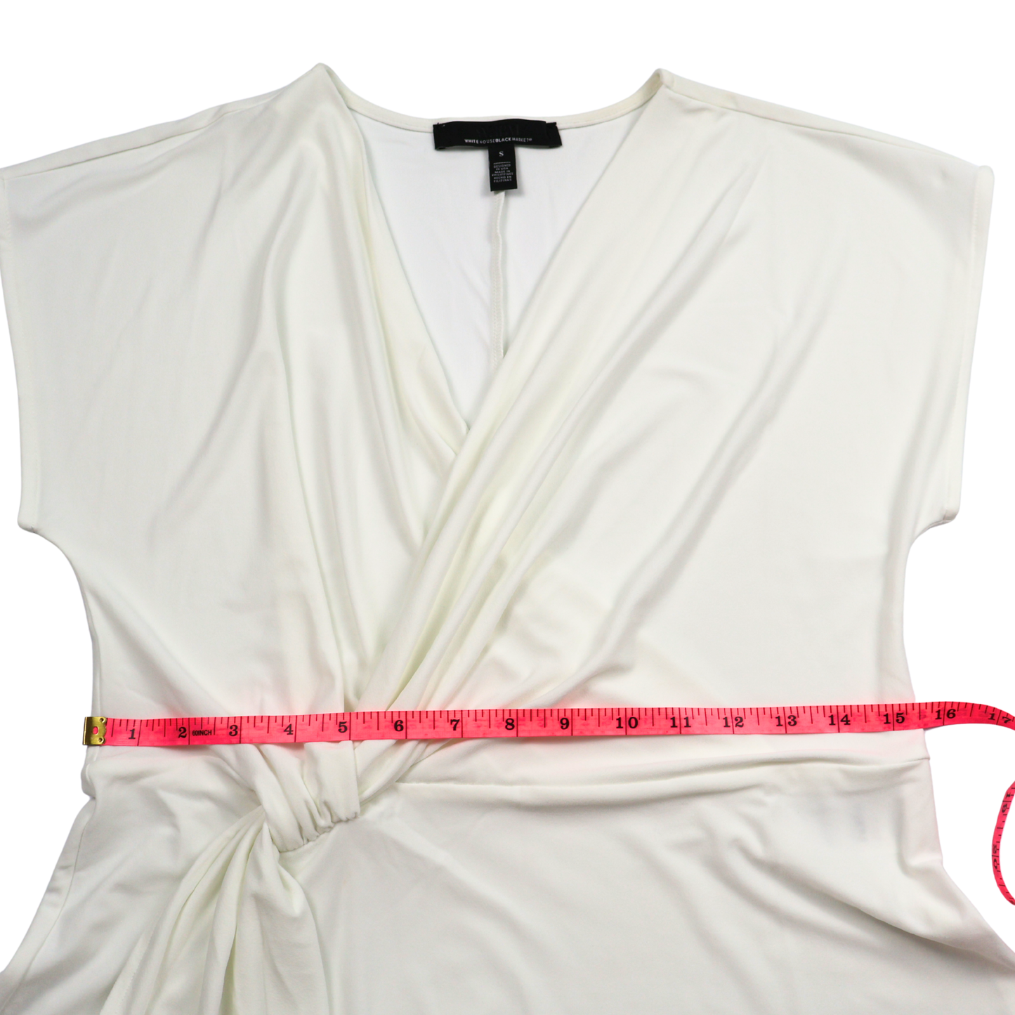 White House Black Market Cream Draped Blouse – Size Small – Elegant Twist Front Top