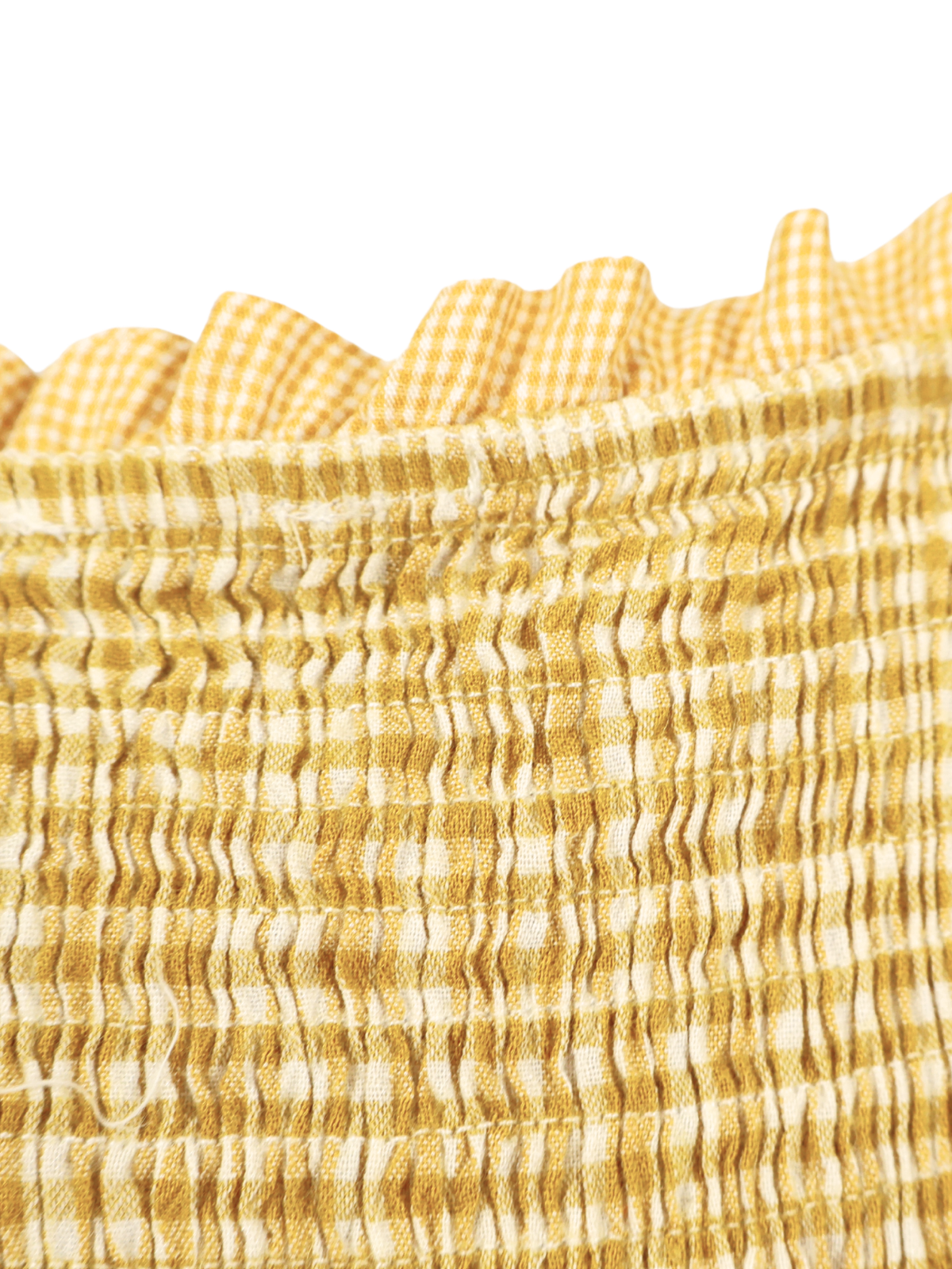 Gilli Mustard Yellow Gingham Smocked Ruffle Dress Size Small