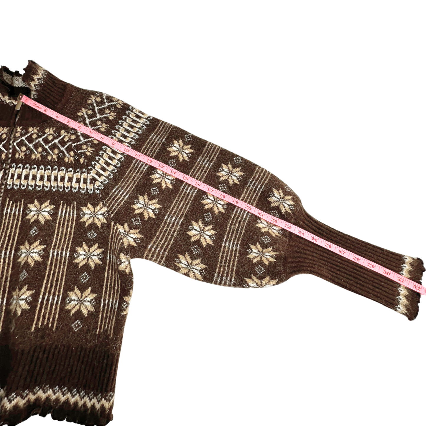 House of Harlow Brown Nordic Zip Sweater – Size Large