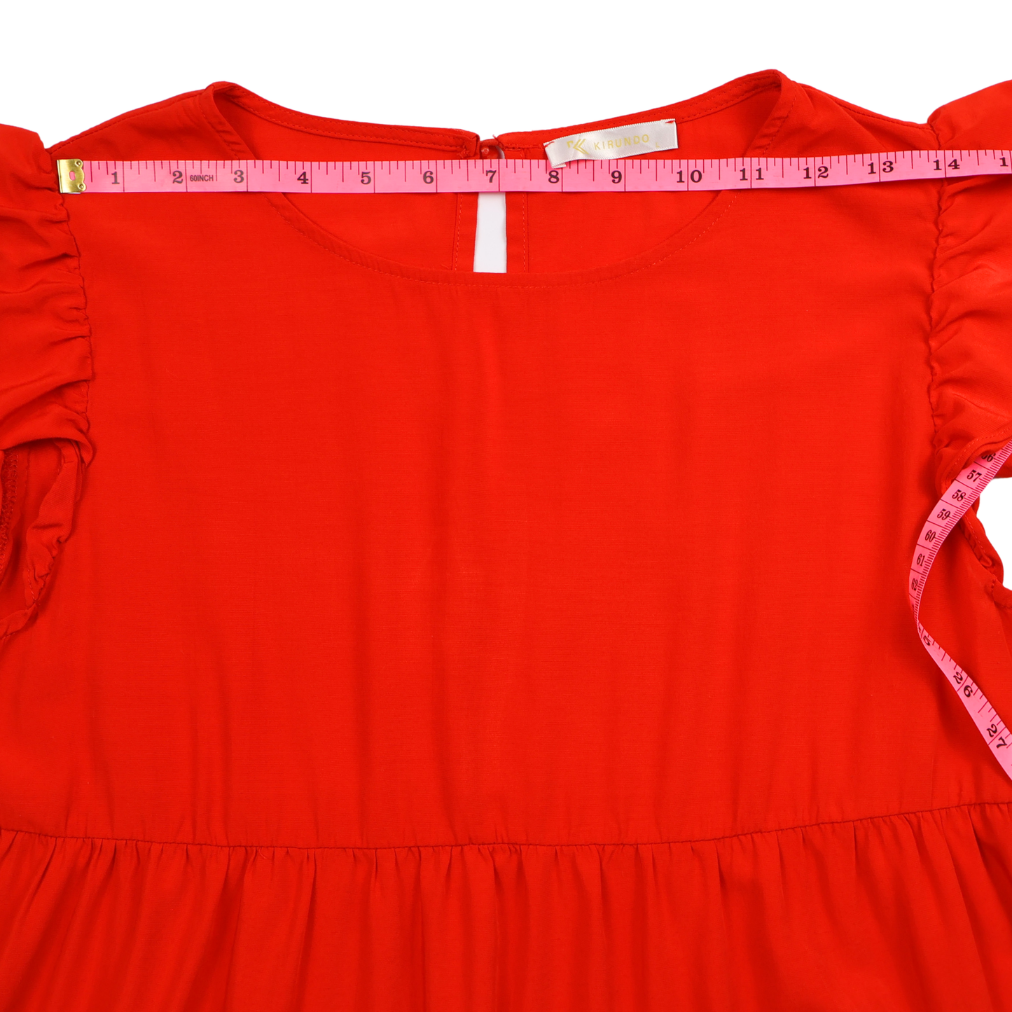 Kirundo Red Tiered Ruffle Dress – Size Large – Flowy Casual Summer Dress