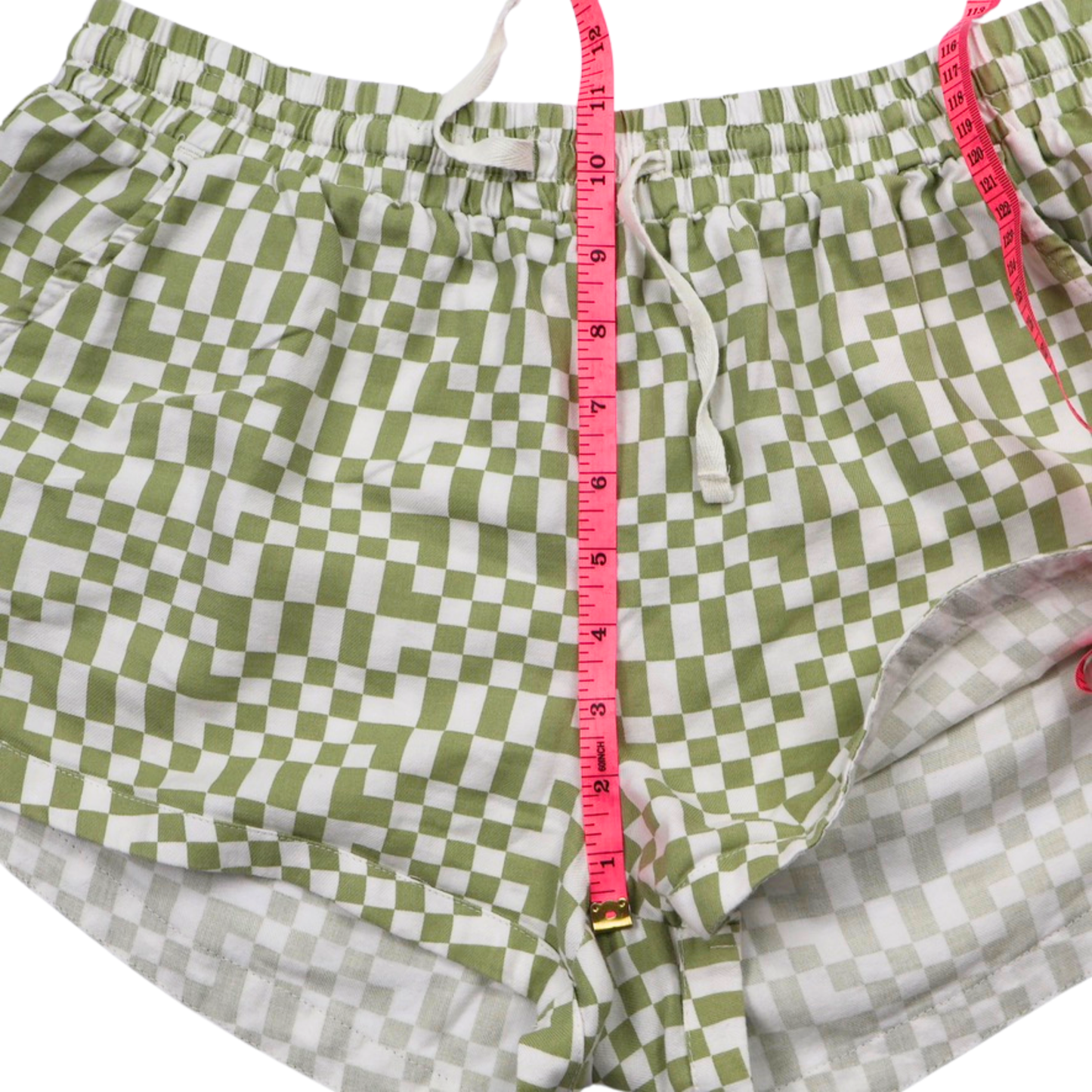 Billabong Checkerboard Drawstring Shorts – Green & White – Women's Size Large