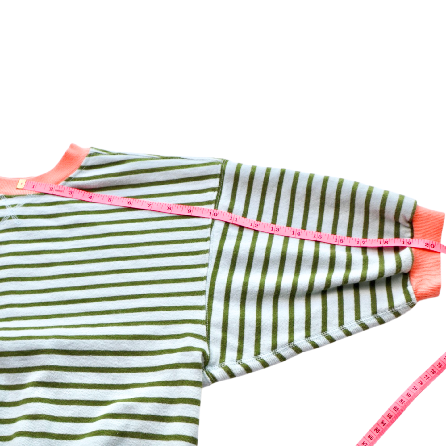 Pilcro Striped Pullover – Green Stripe with Coral Trim | Anthropologie | Size Small | Statement Spring Staple