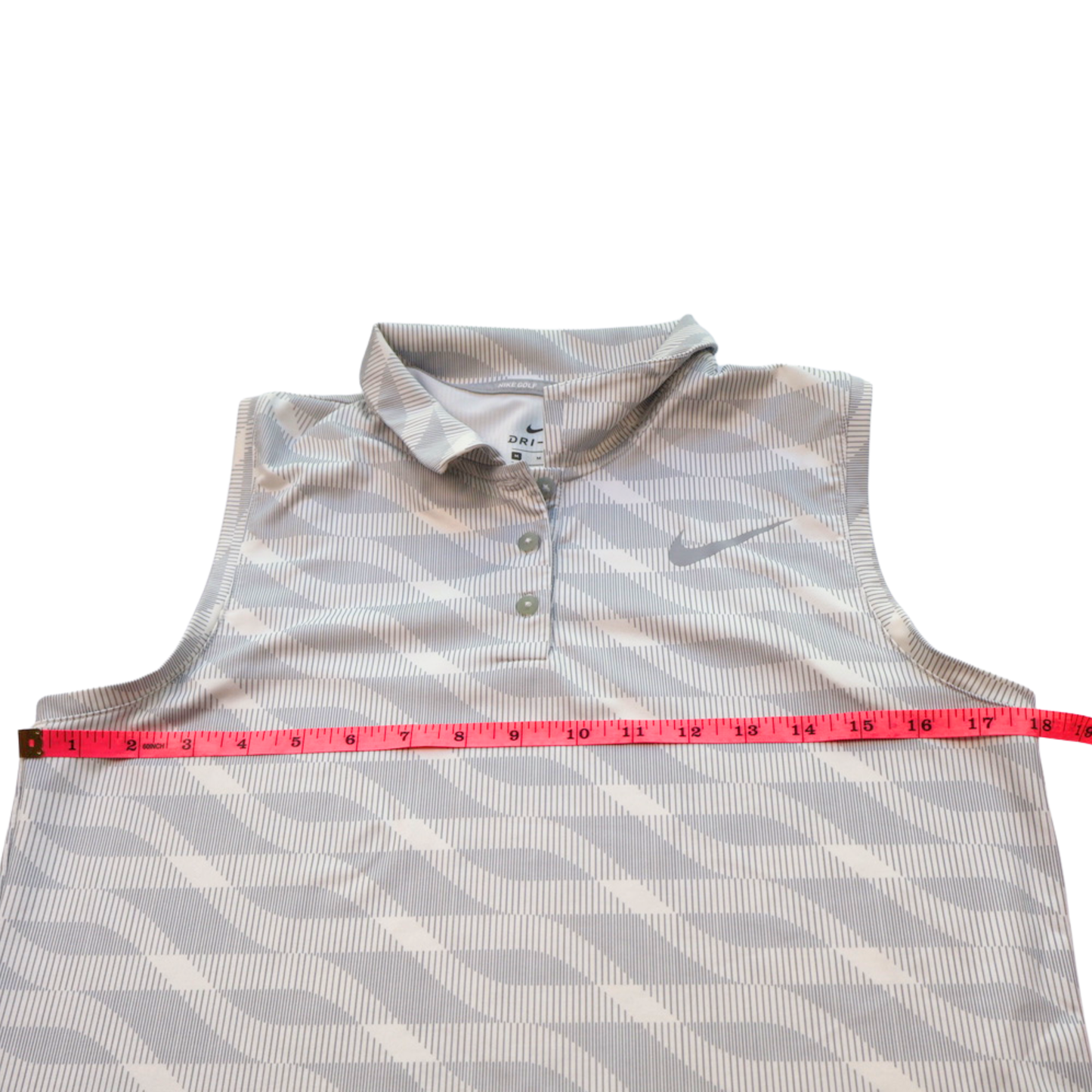 Nike Dri-FIT Sleeveless Polo Tank Light Grey White Athletic Top Size Medium