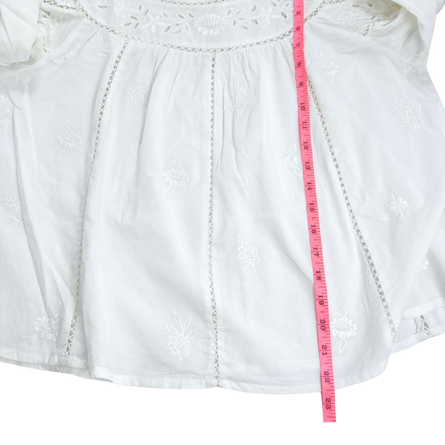 Anthropologie Lace & Embroidered Blouse – White – Size Small