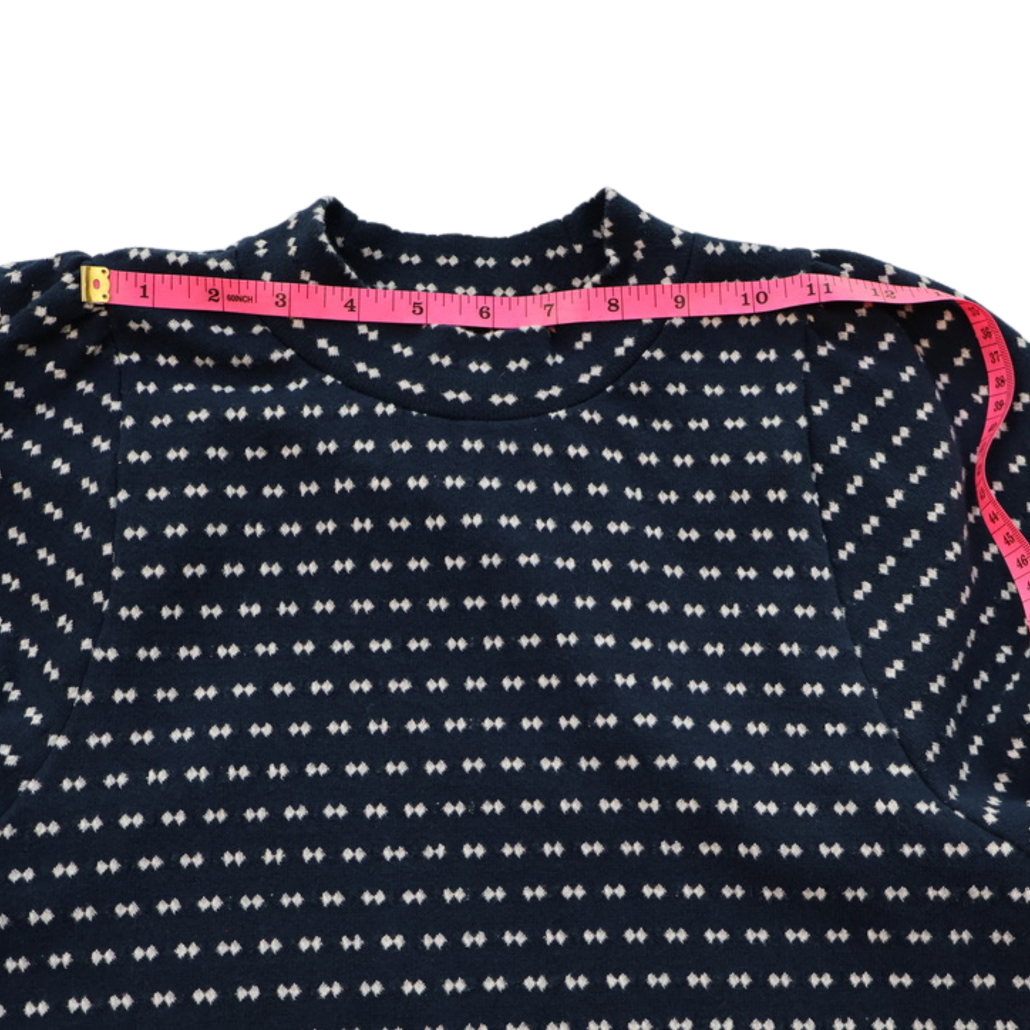 Madewell Textured Balloon Sleeve Knit Top XS | Navy Patterned Statement Sweater