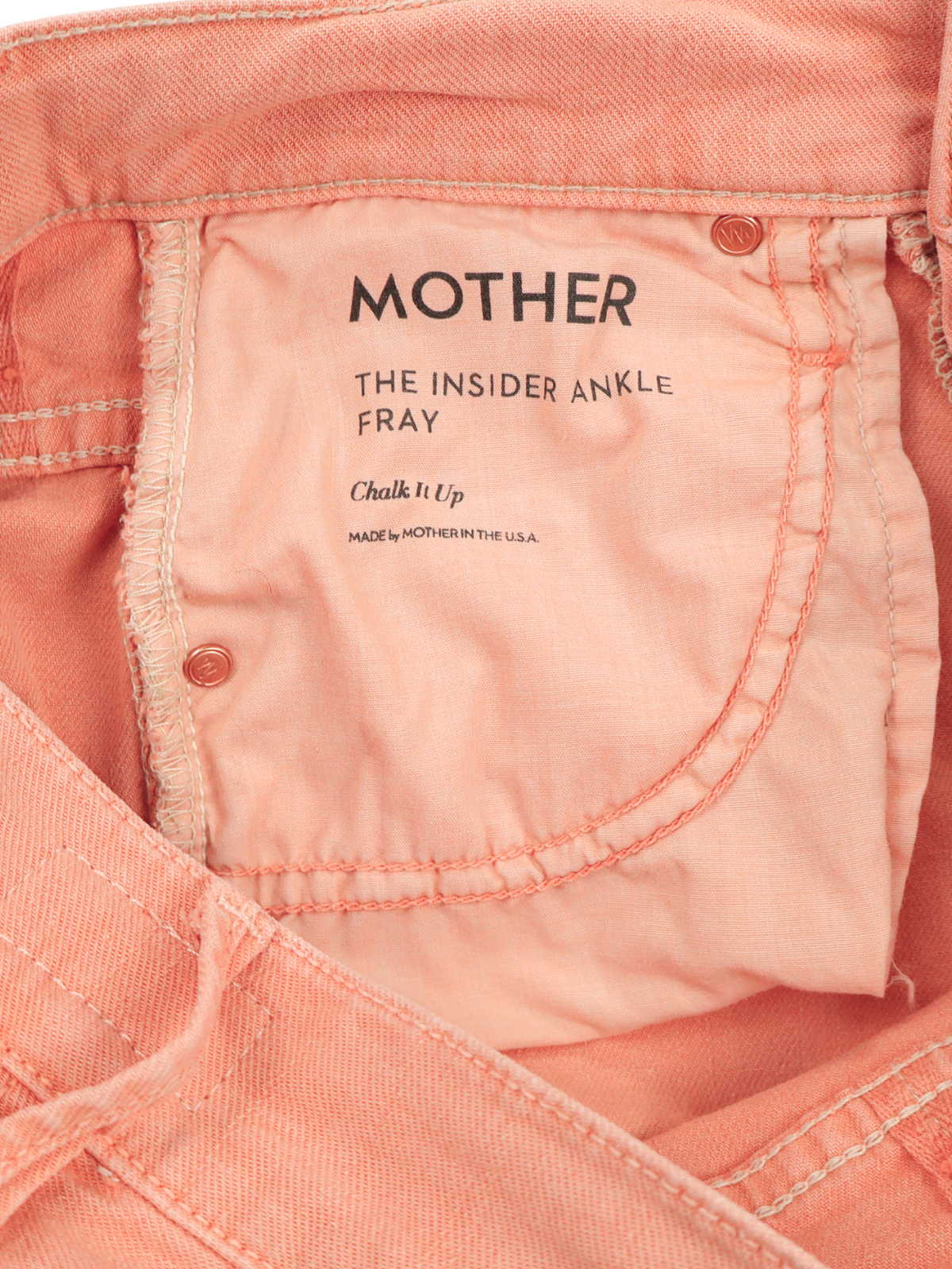 MOTHER The Insider Ankle Fray Chalk It Up Peach Jeans Size 25