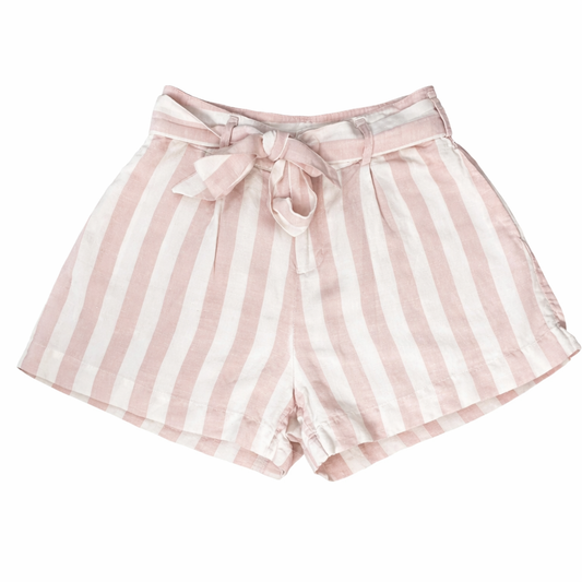 Rails Pink & White Stripe Tie Waist Linen Shorts | Size Small