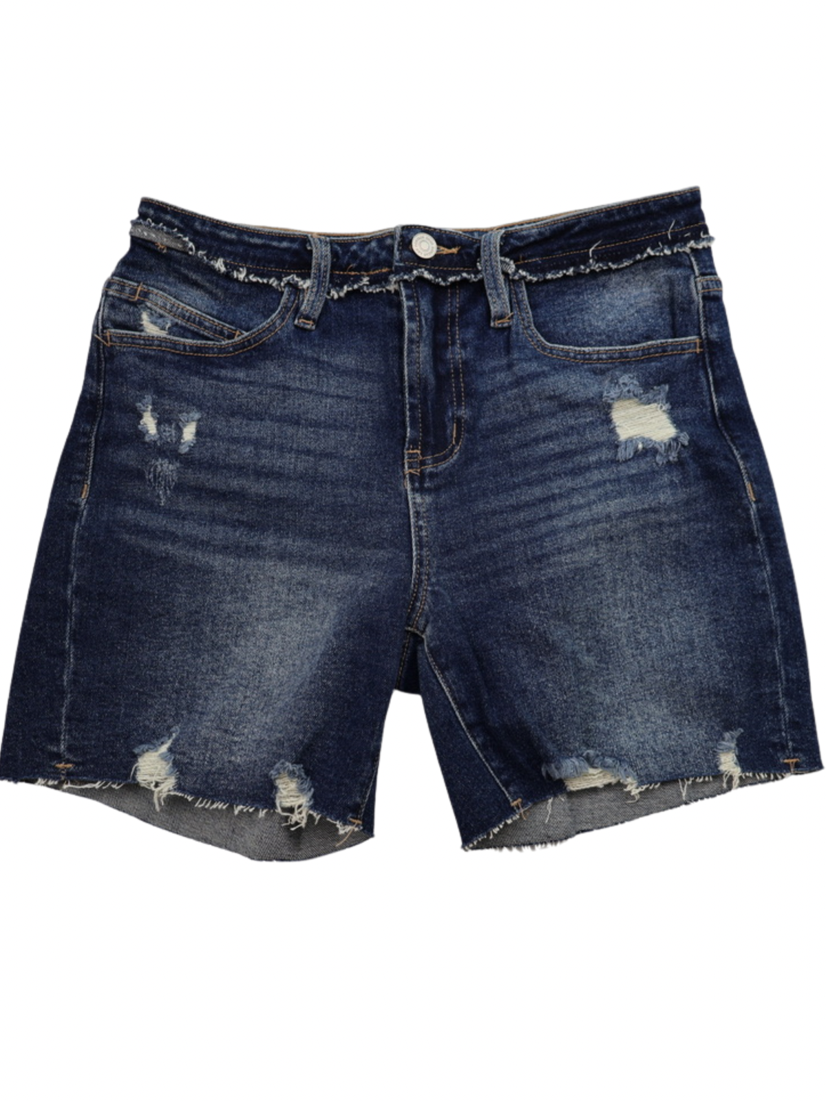 KanCan Distressed High Rise Denim Cutoff Shorts Dark Wash Size 7/27