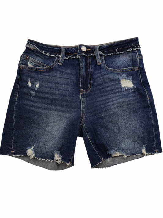 KanCan Distressed High Rise Denim Cutoff Shorts Dark Wash Size 7/27