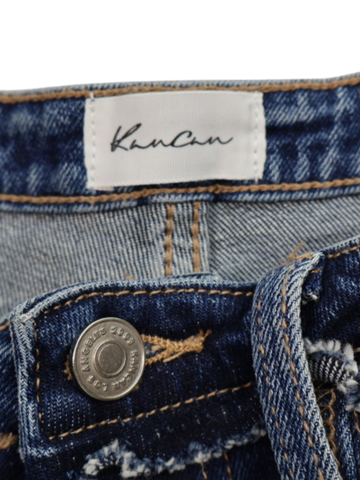 KanCan Distressed High Rise Denim Cutoff Shorts Dark Wash Size 7/27
