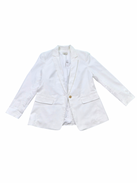 LOFT White One Button Blazer Jacket NWT Cotton Blend Size 12