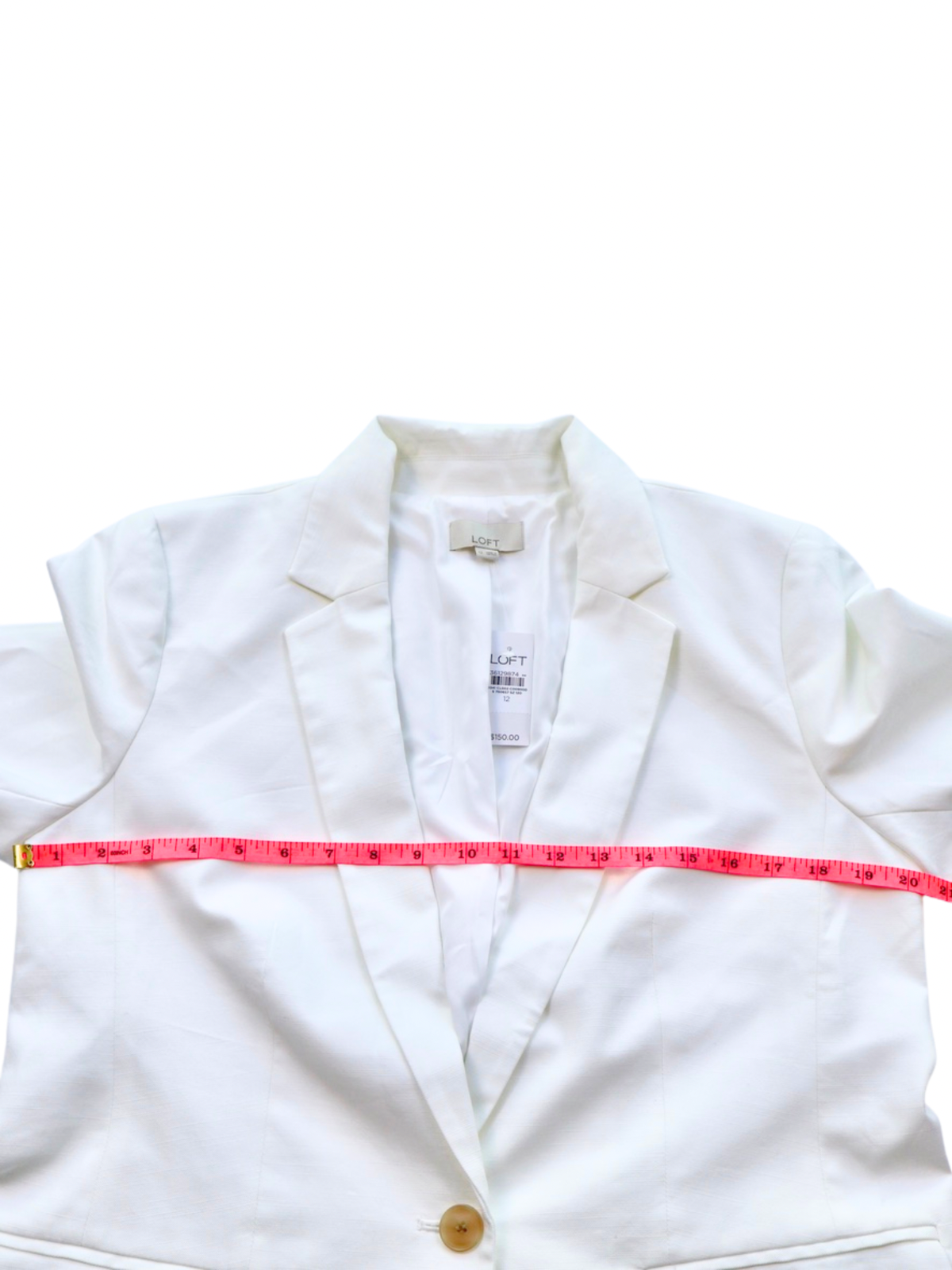 LOFT White One Button Blazer Jacket NWT Cotton Blend Size 12