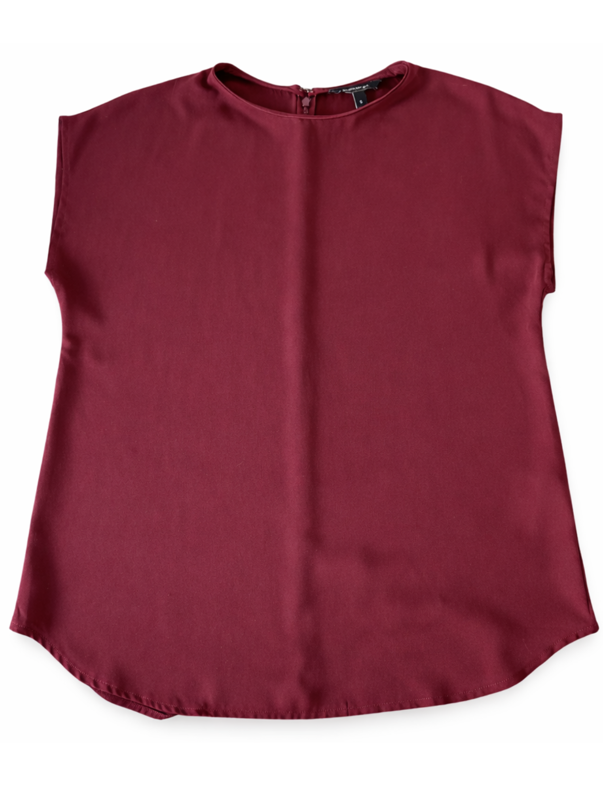 Banana Republic Burgundy Satin Short Sleeve Blouse Work Top Size Small