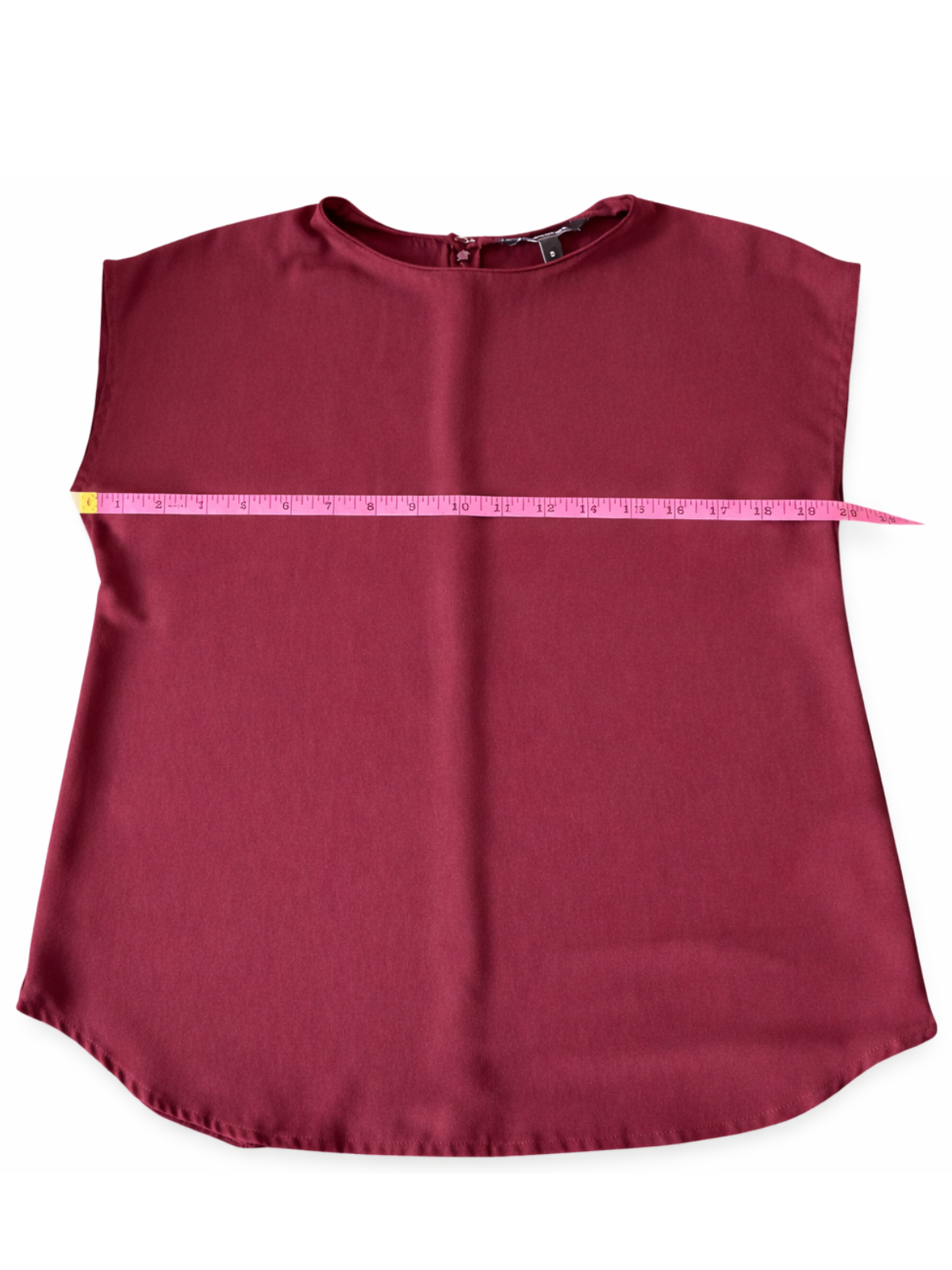 Banana Republic Burgundy Satin Short Sleeve Blouse Work Top Size Small