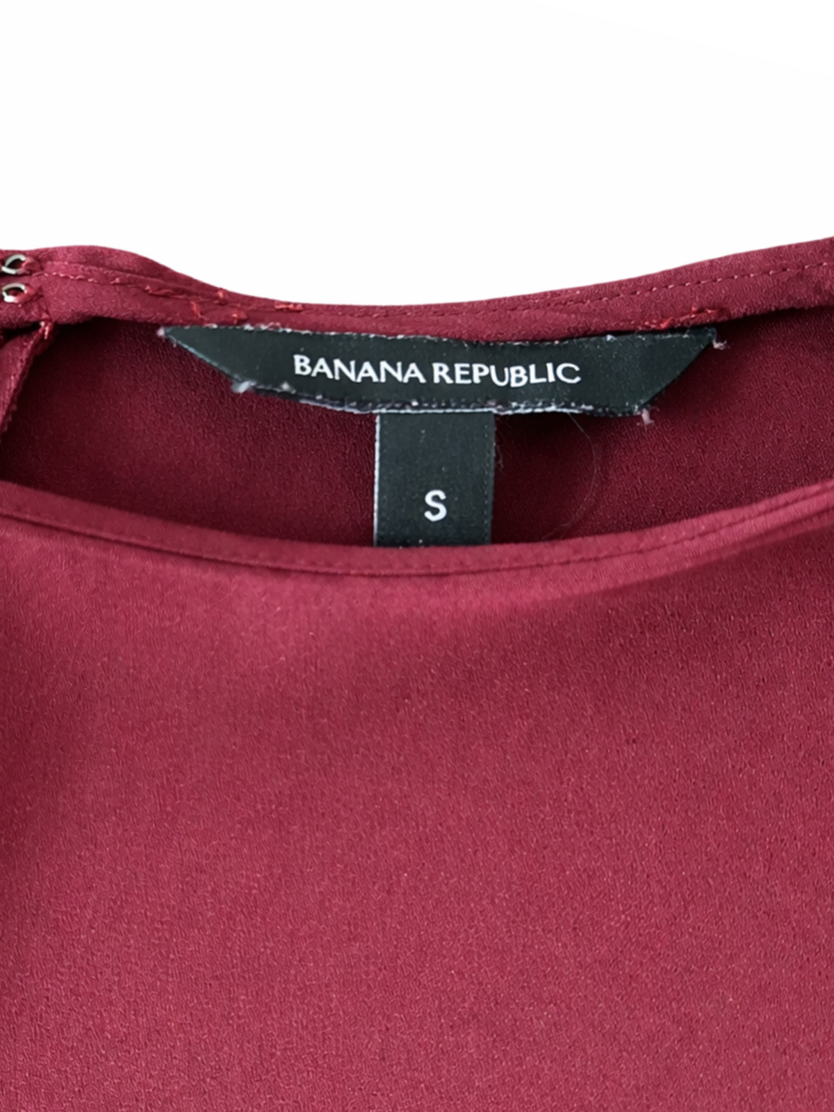Banana Republic Burgundy Satin Short Sleeve Blouse Work Top Size Small