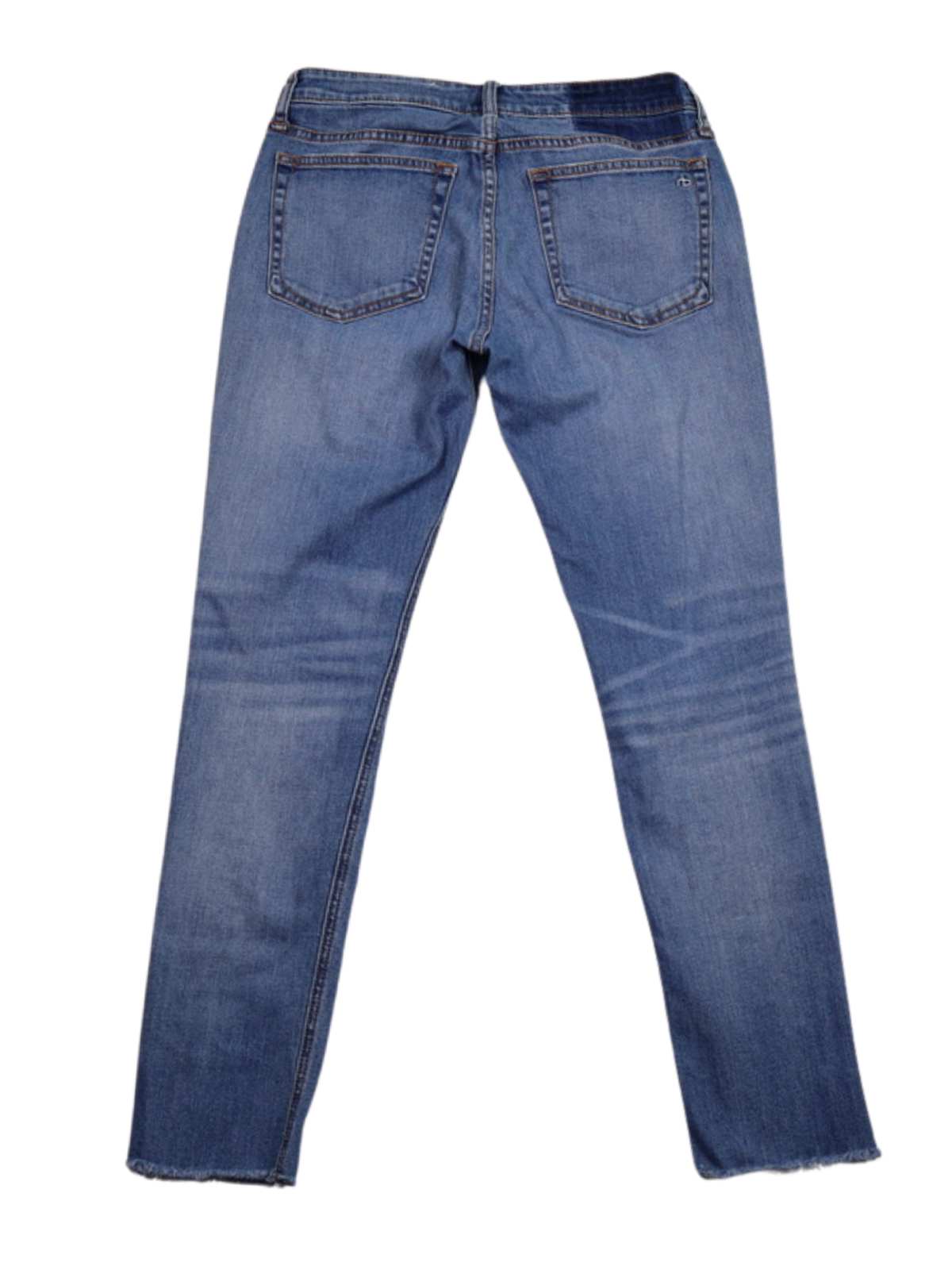 Rag & Bone Distressed Skinny Jeans Medium Wash Raw Hem Size 25