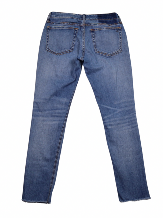 Rag & Bone Distressed Skinny Jeans Medium Wash Raw Hem Size 25