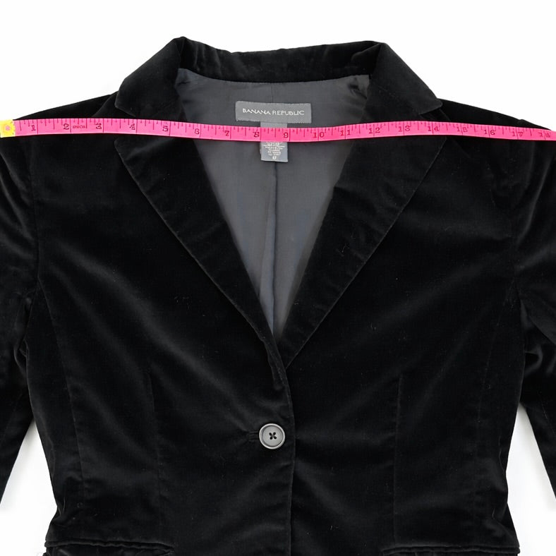 Banana Republic Black Velvet Blazer – Tailored Luxe Classic | Size 10